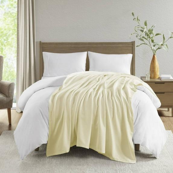 Bed Blanket Liquid Cotton Full/Queen Ivory: Madison Park, Machine Washable, No Fill Lightweight