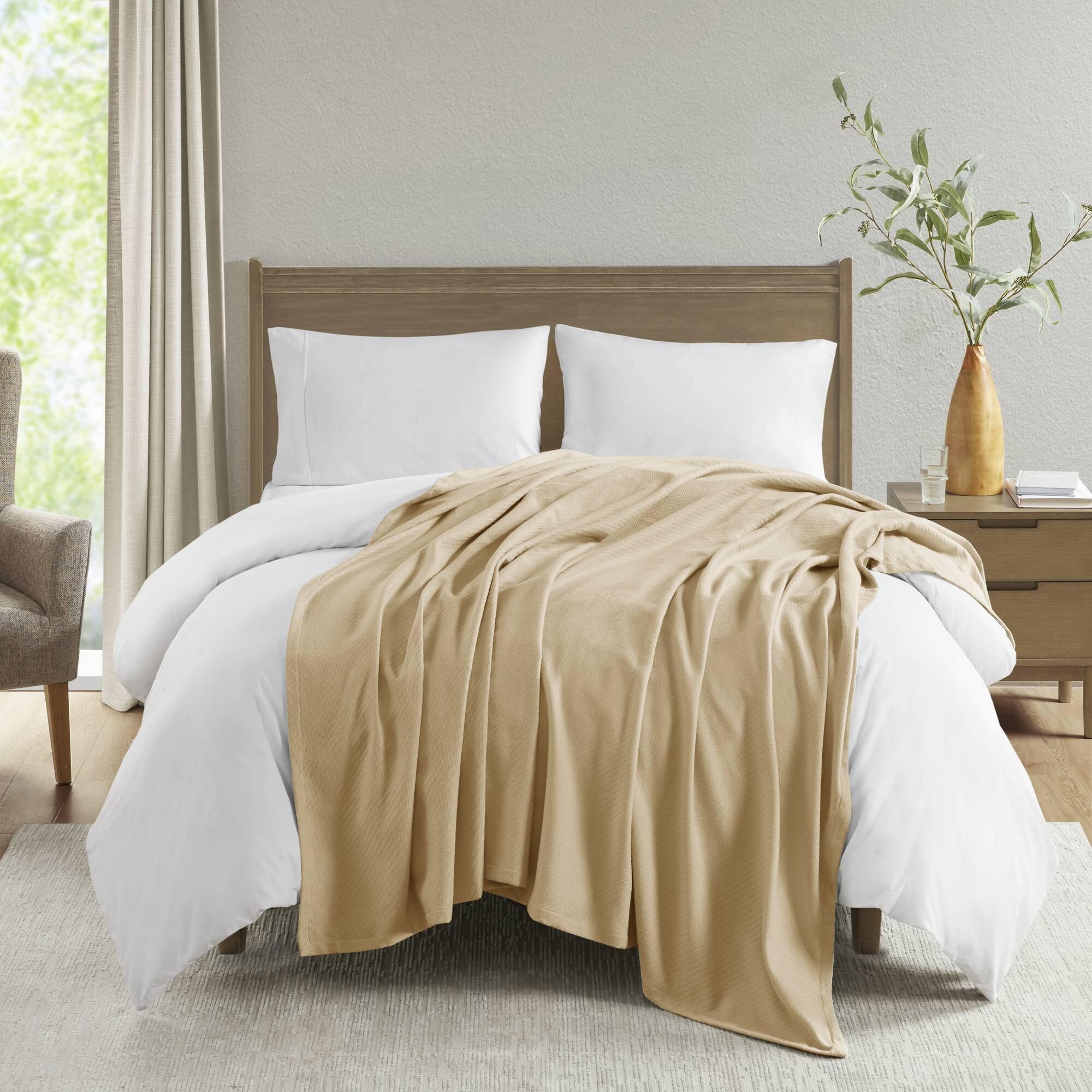 Bed Blanket Liquid Cotton Twin Linen: Madison Park, Lightweight, Year-Round Comfort, No Fill, Machine Washable