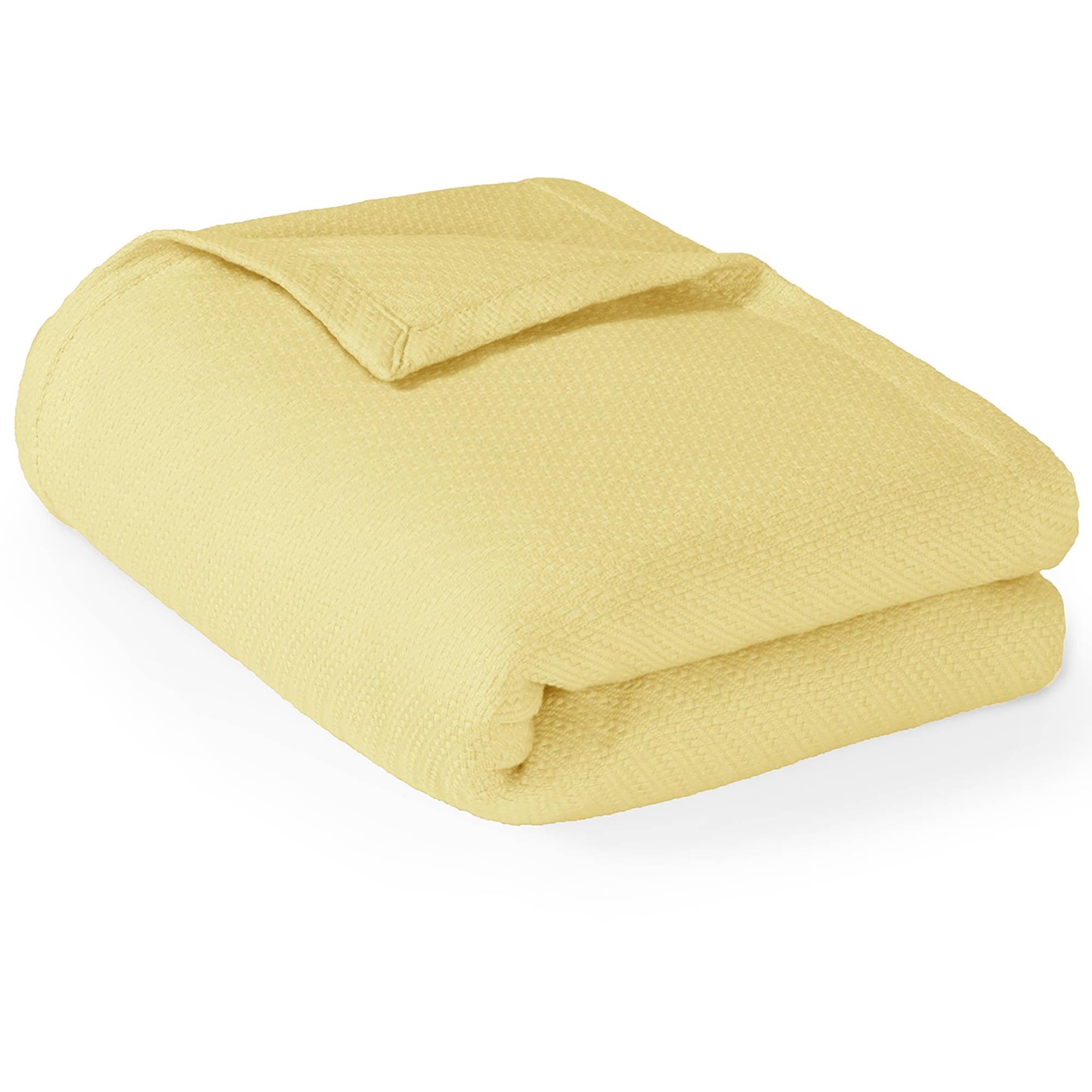 Twin Yellow Cotton Machine Washable Blanket