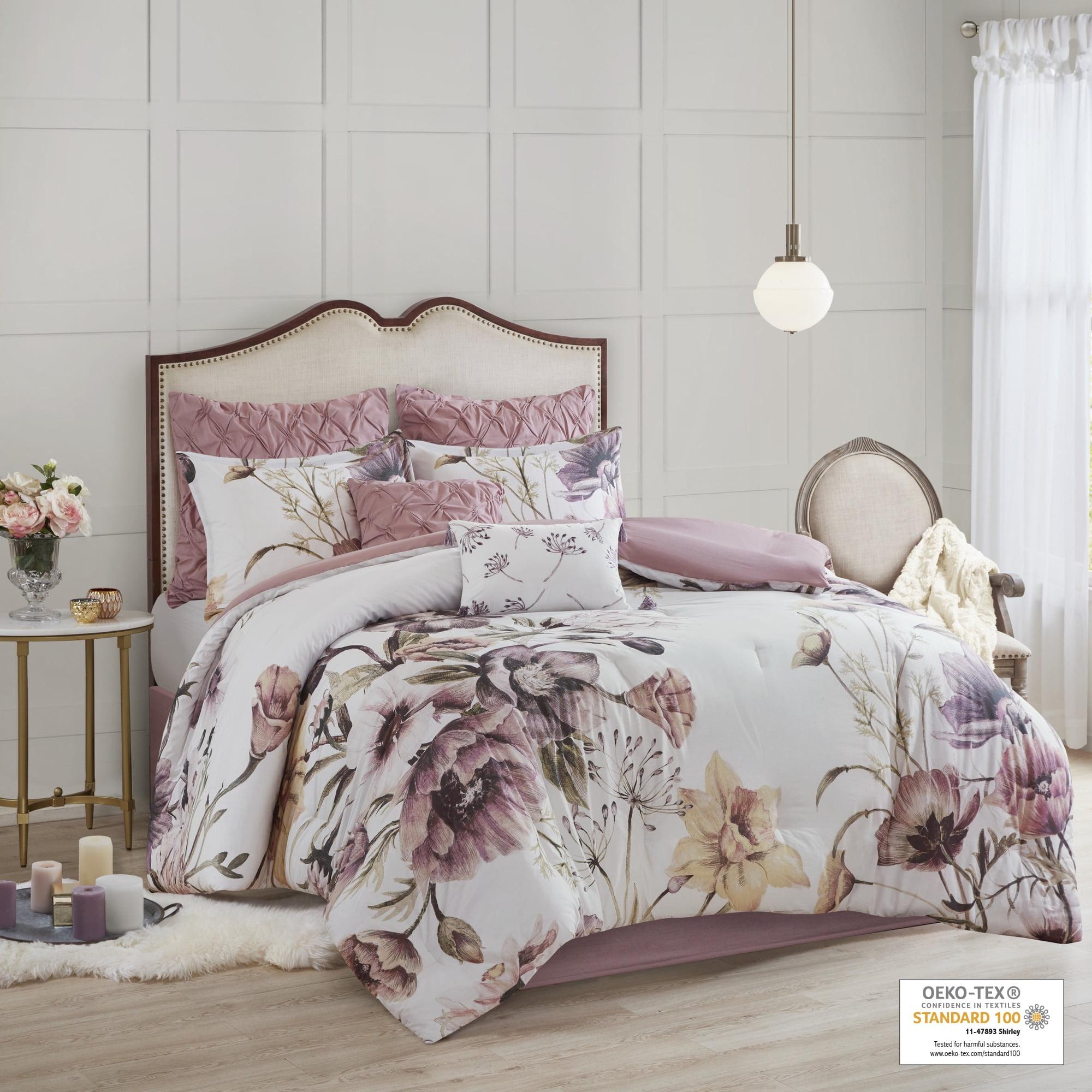 Cassandra Blush Floral Cotton Queen Comforter Set