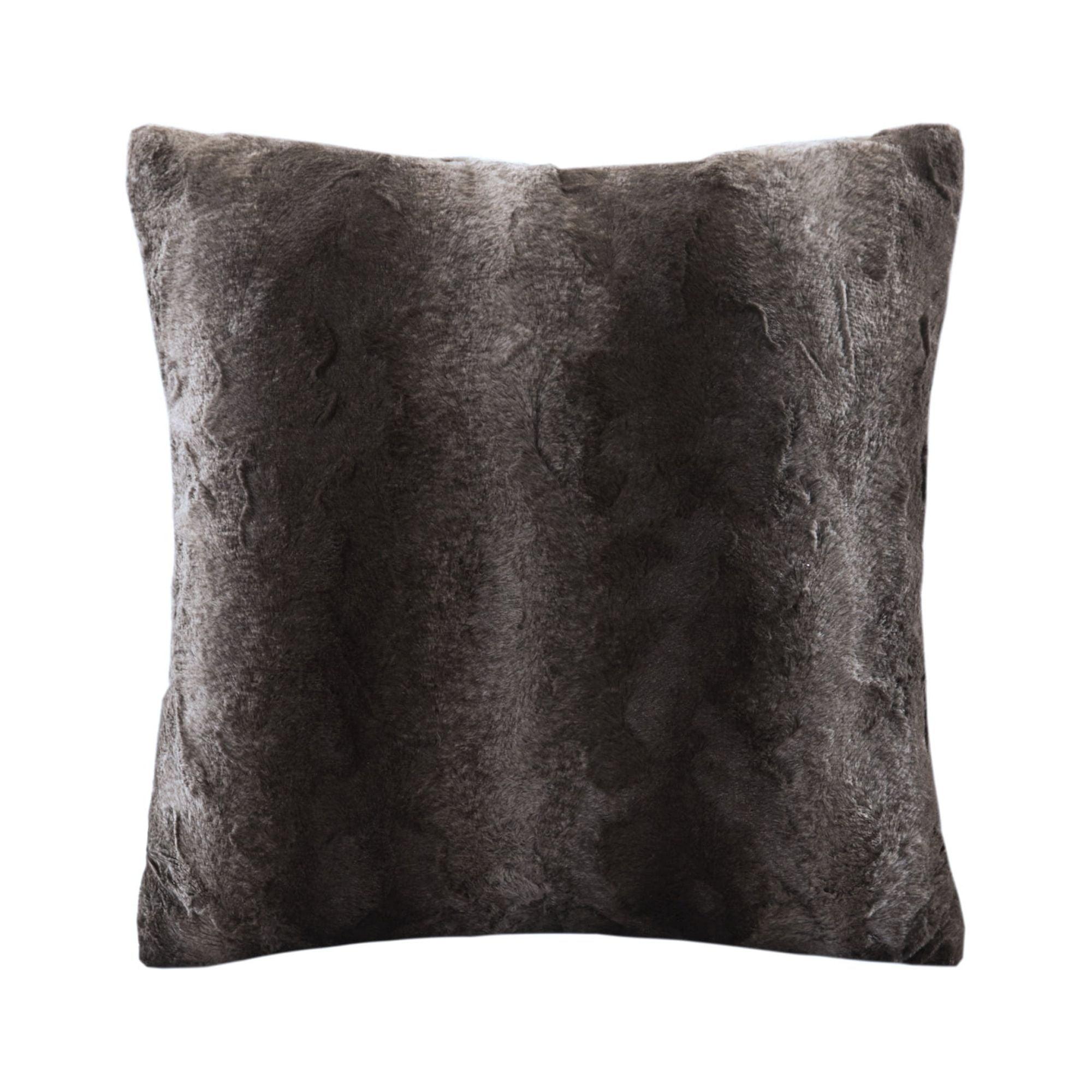 20" Brown Faux Fur Square Throw Pillow