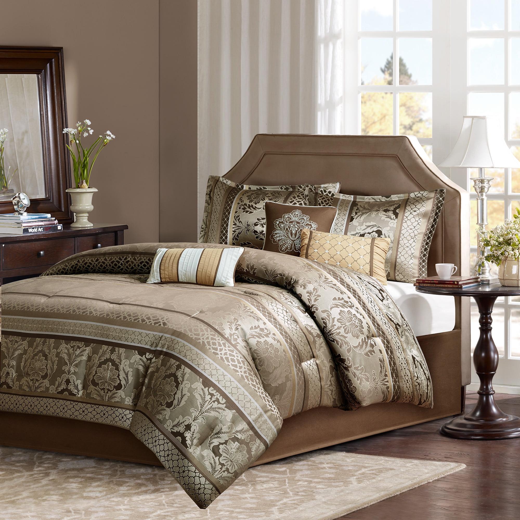 Bellagio Brown and Gold Queen Jacquard Comforter Set