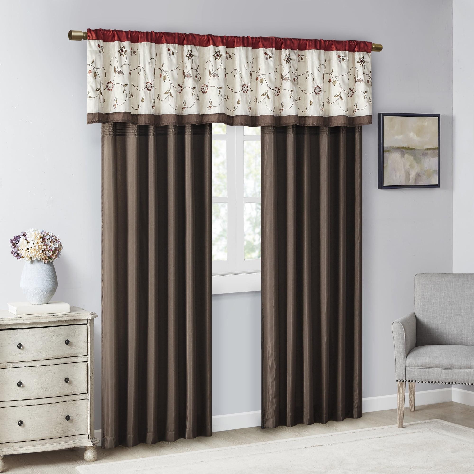 Madison Park Serene Floral Embroidered 50'' W Single Window Valance