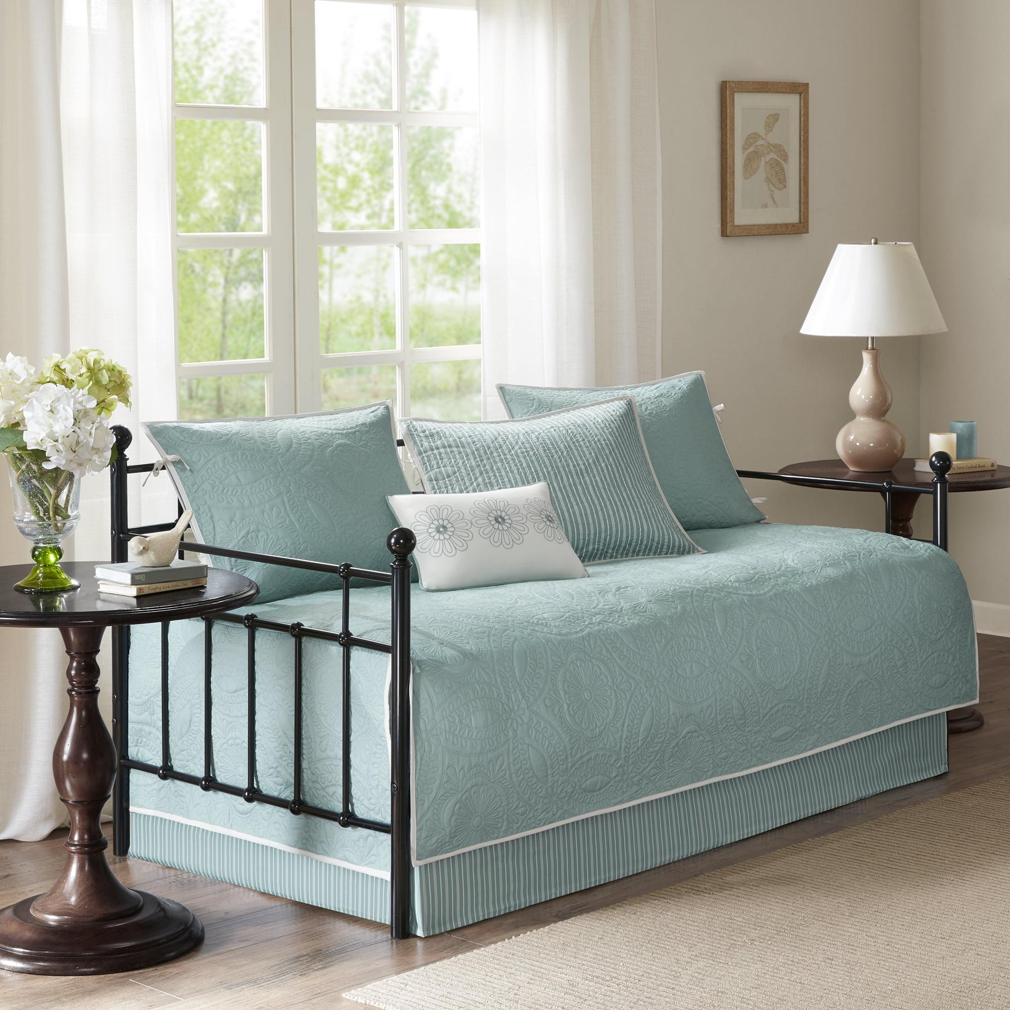 Turquoise Microfiber Reversible Daybed Quilt Set