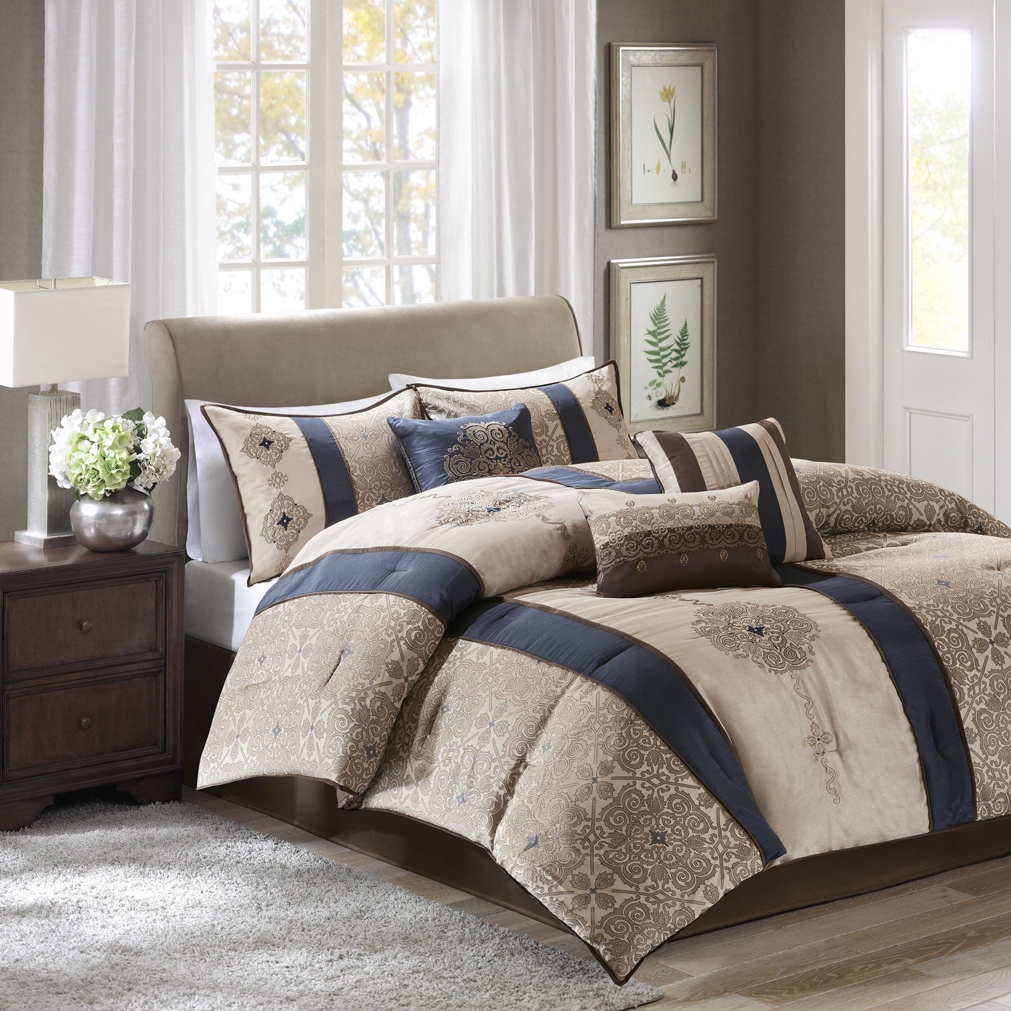 Donovan 7 Piece Jacquard Comforter Set with Throw Pillows