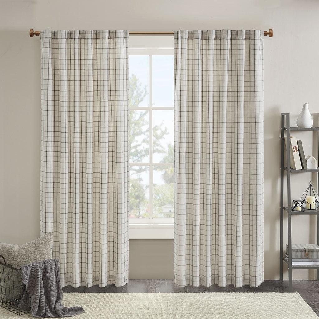 Anaheim Woven Plaid Room Darkening Thermal Fleece Lined Single Curtain Panel