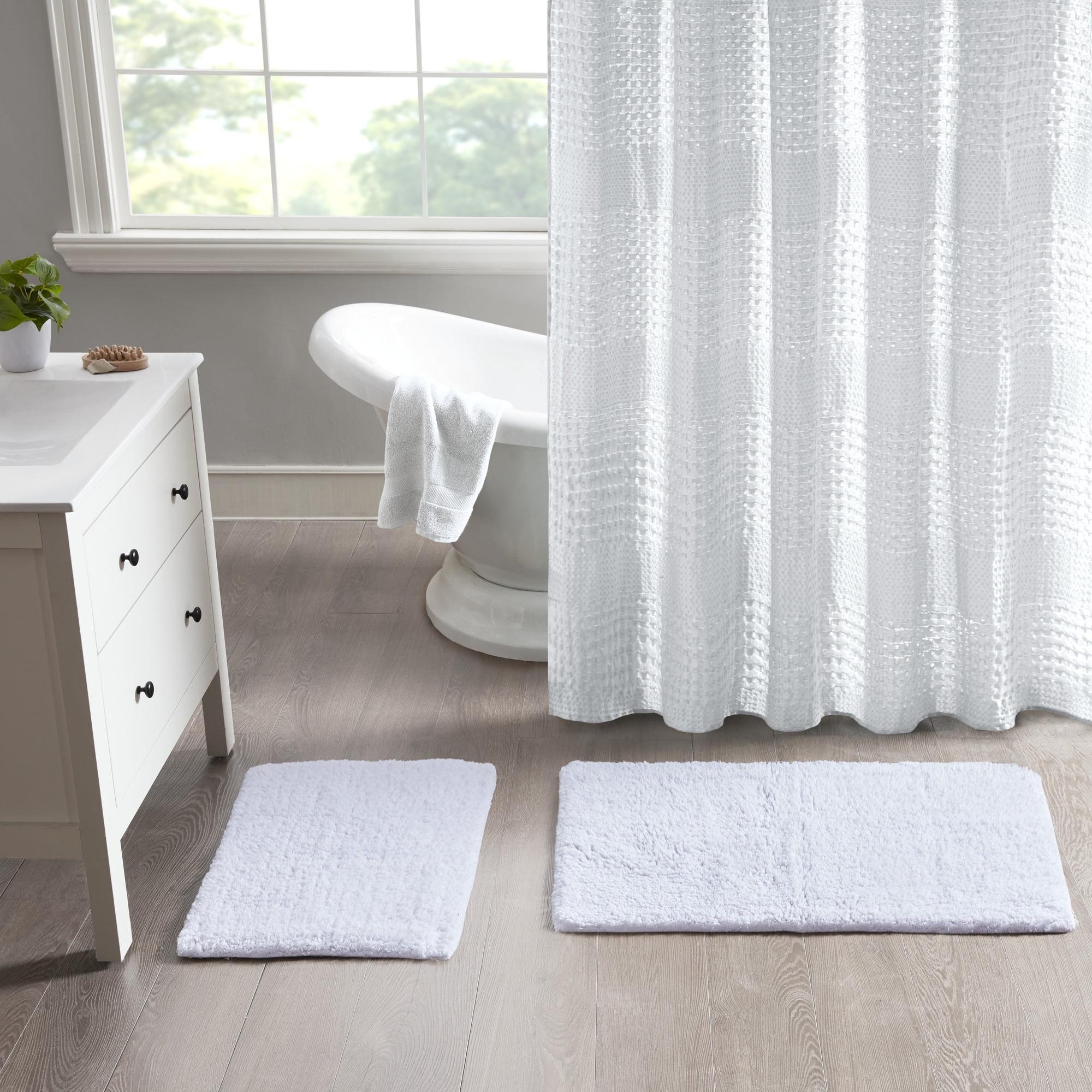 Ritzy White Cotton Tufted 2-Piece Bath Rug Set