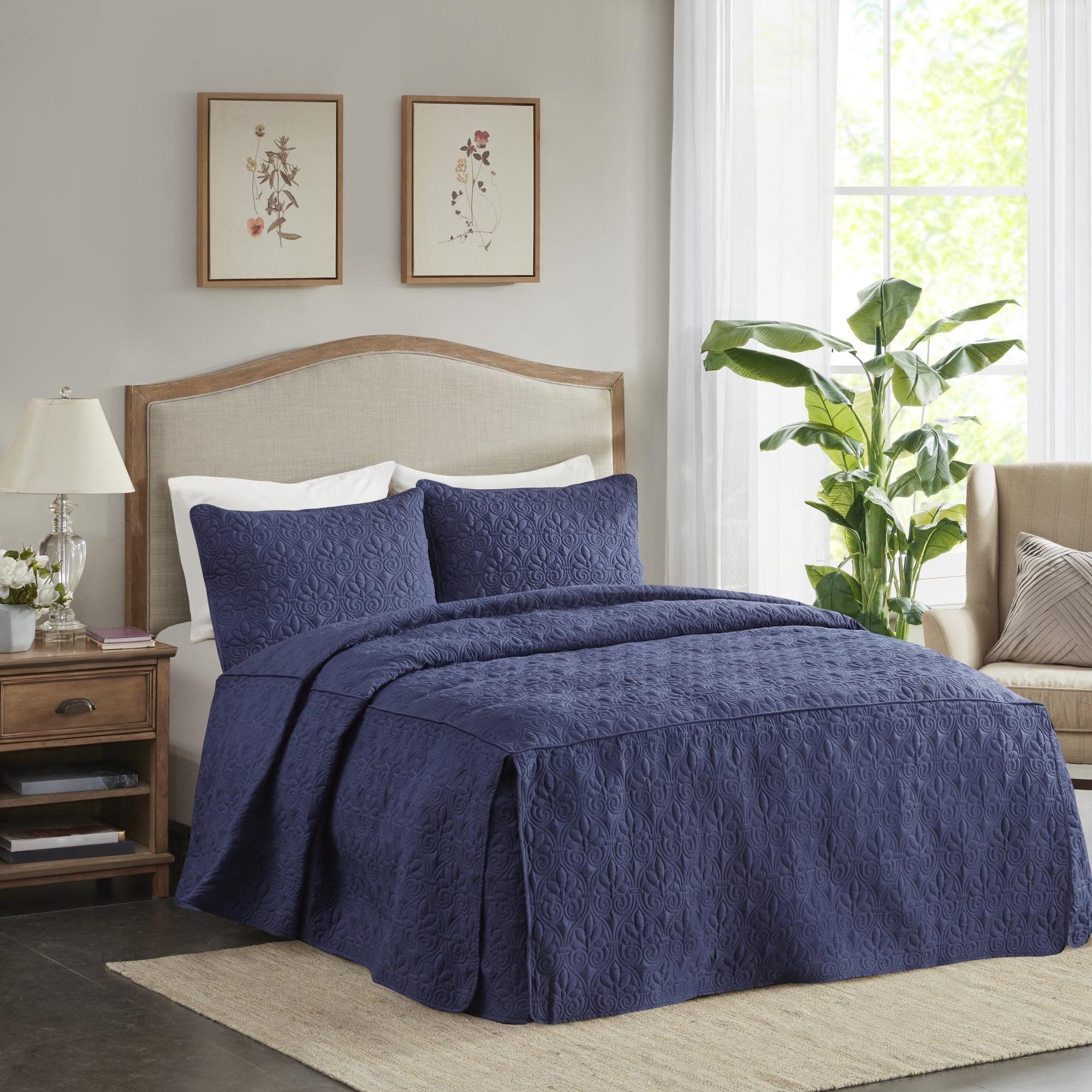 Madison Park Quebec 3 Piece Split Corner Pleated Quilted Bedspread