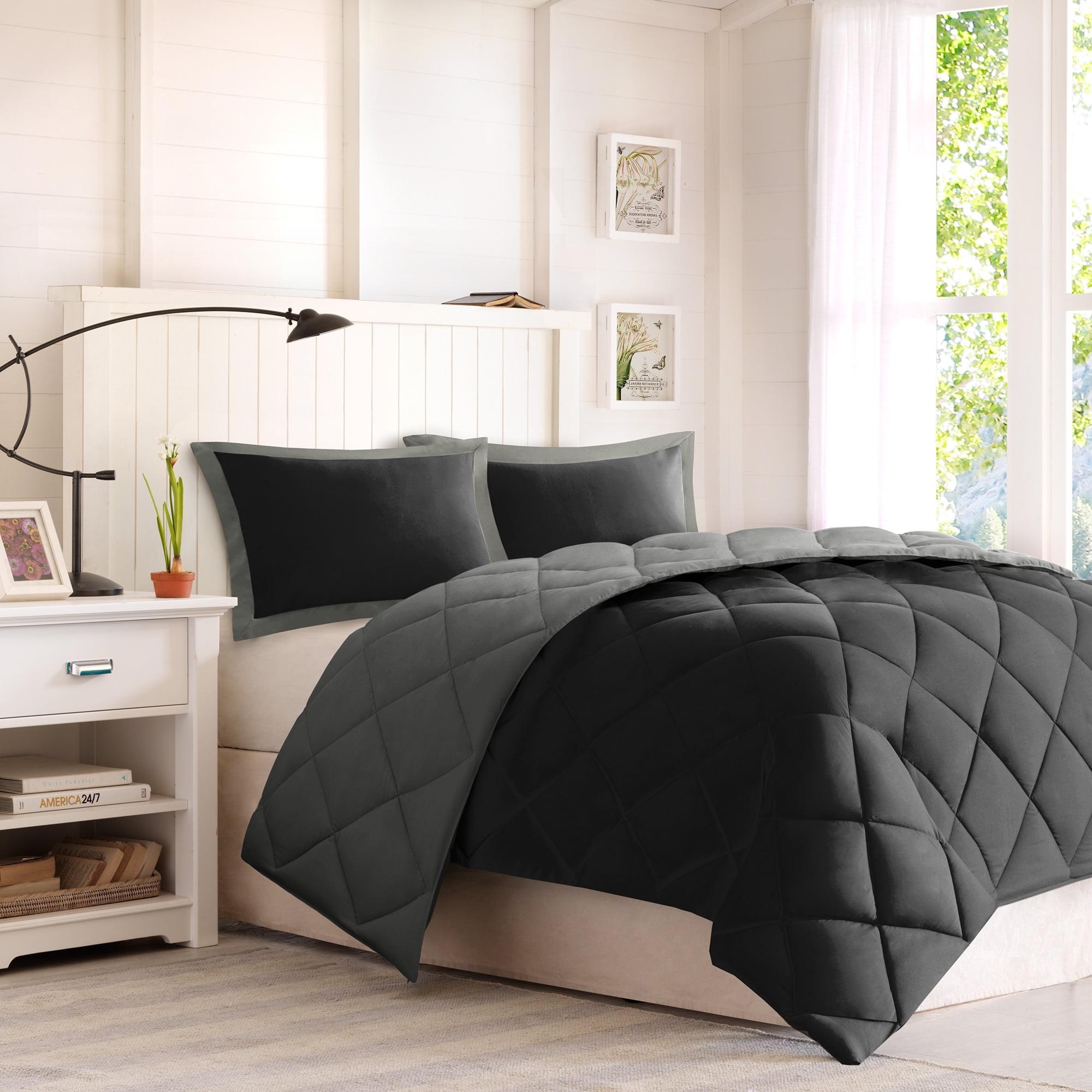 Twin Black/Grey Reversible Down Alternative Comforter Set