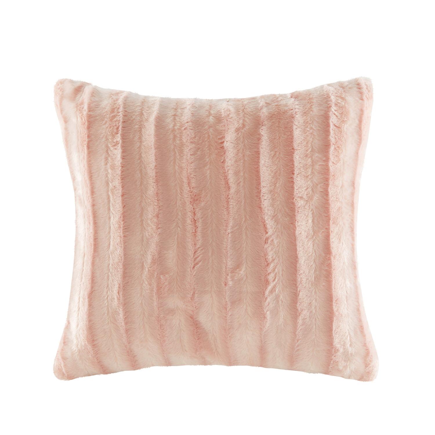 Blush Faux Fur Textured Square Pillow Sham