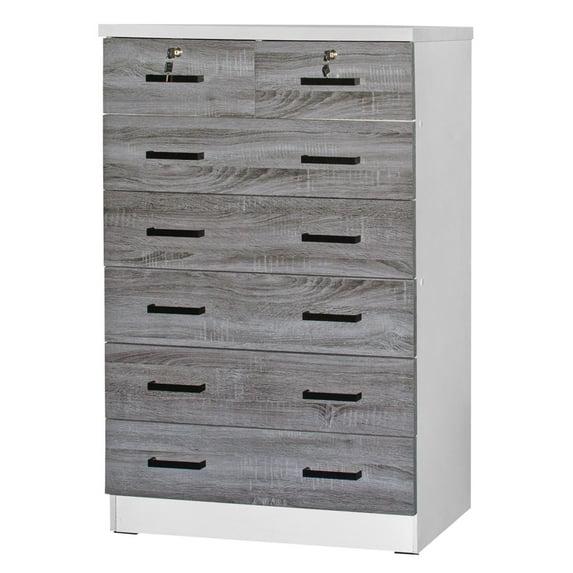 Home Furniture Cindy 7 Drawer Chest Wooden Dresser - Gray & White