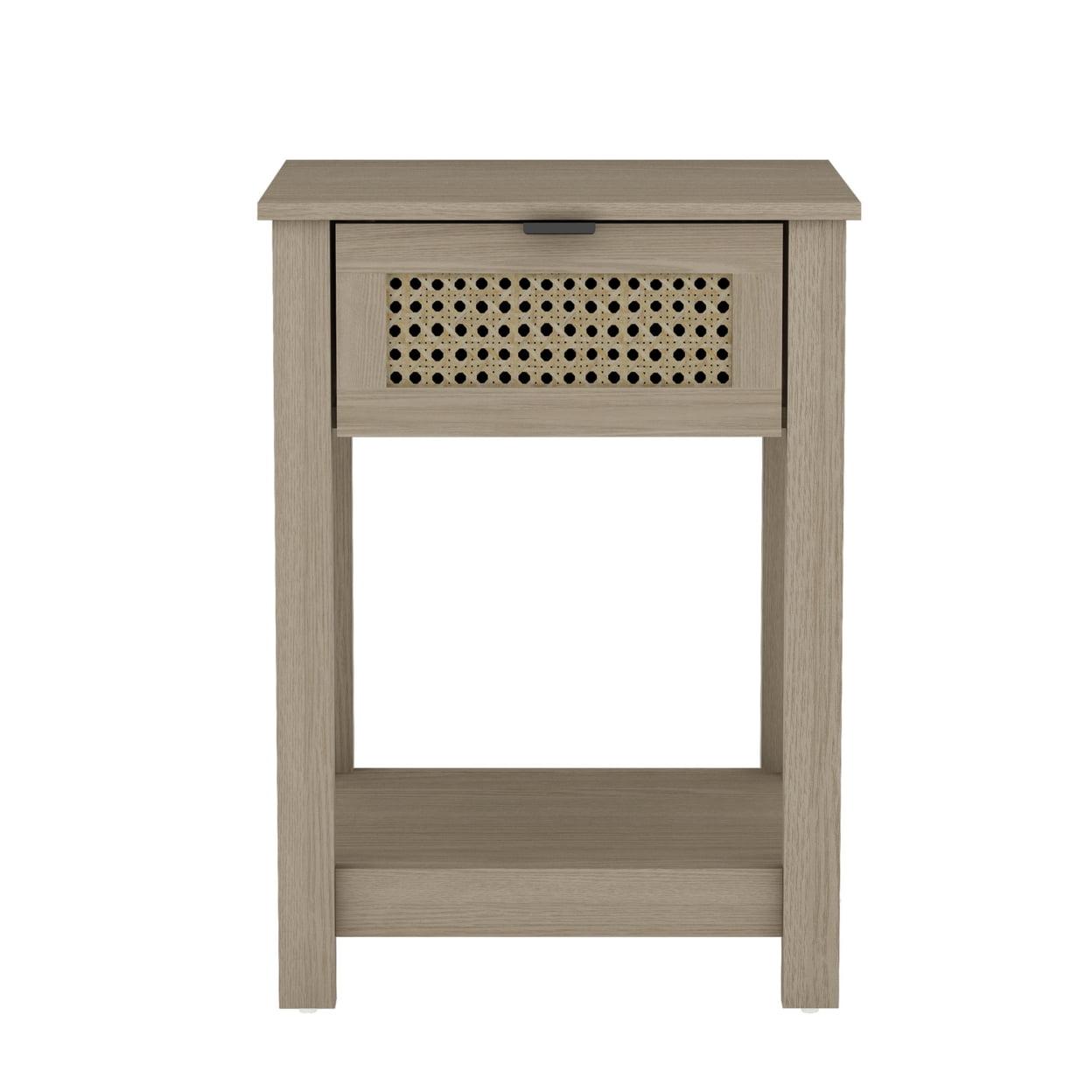 Idiana Oslo Oak 1-Drawer Nightstand with Metal Accents