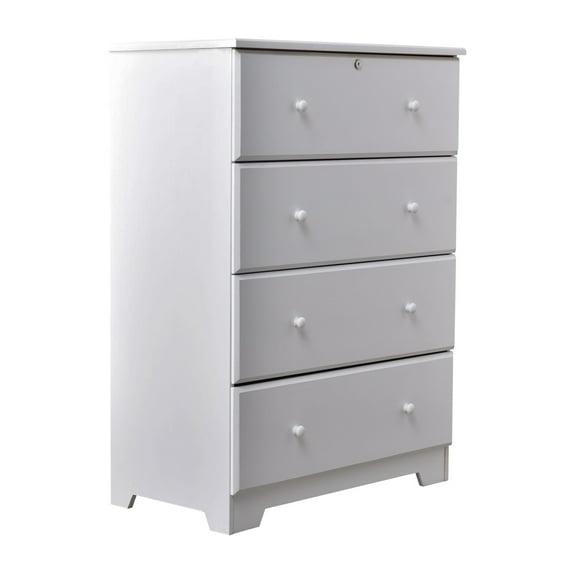 44.5- L x 32.5- W x 17.5 in. Isabela Solid Pine Wood 4 Drawer Chest Dresser, White