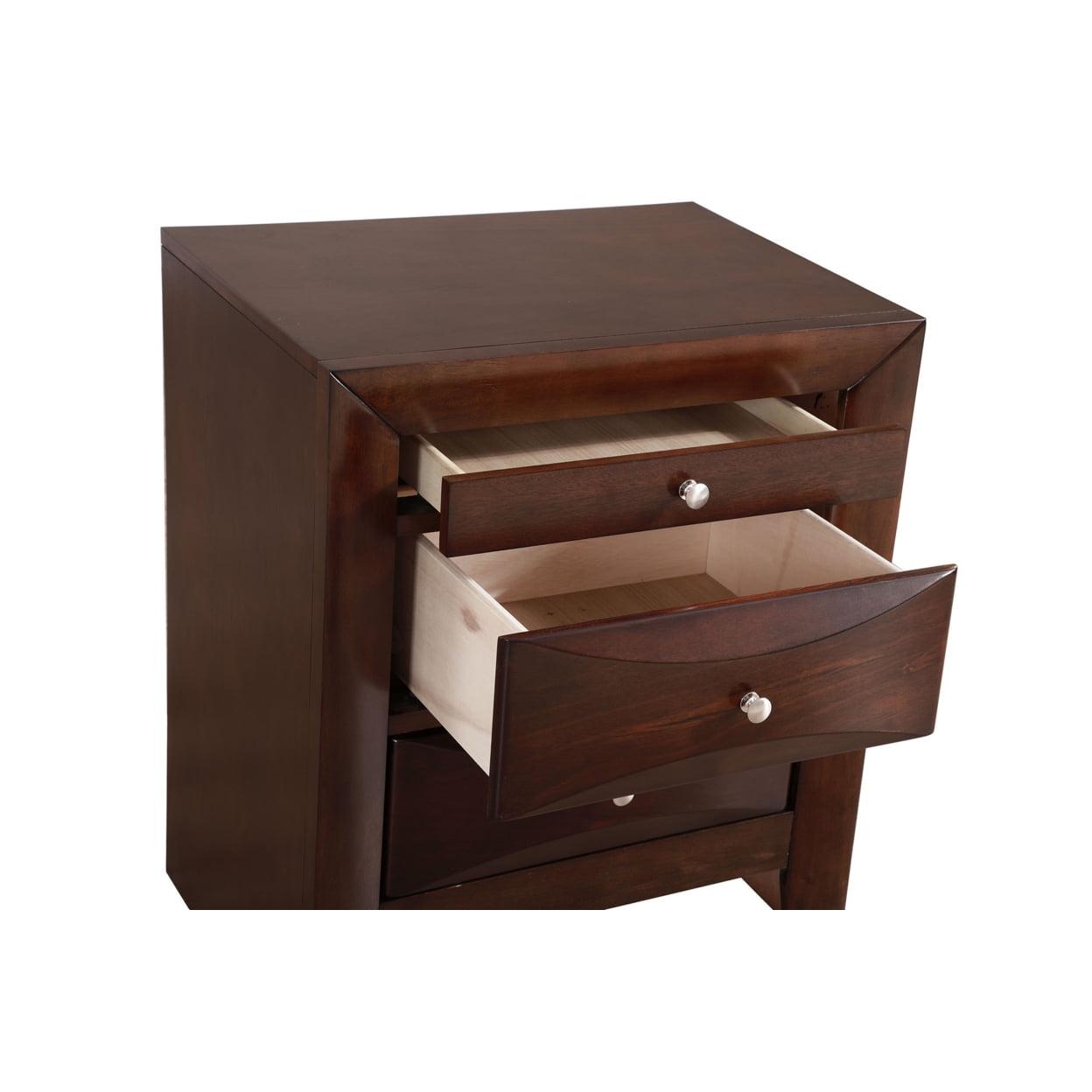 Marilla Cappuccino 3-Drawer Solid Wood Nightstand