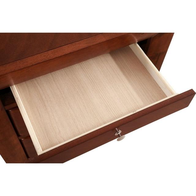 Passion Furniture Marilla 3-Drawer Cherry Nightstand (28 in. H x 23 in. W x 17 in. D)