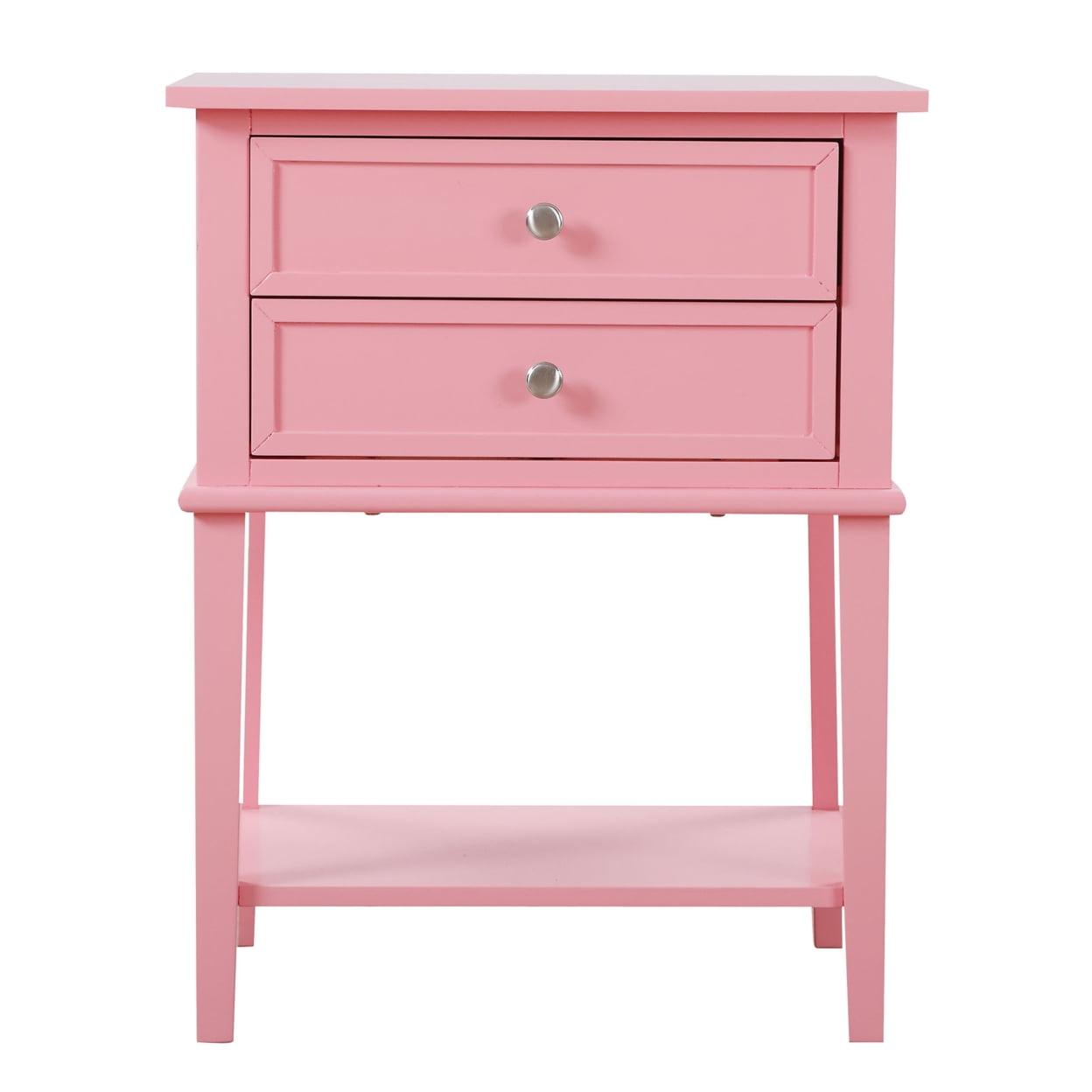 Newton Pink 2-Drawer Nightstand with Open Shelf