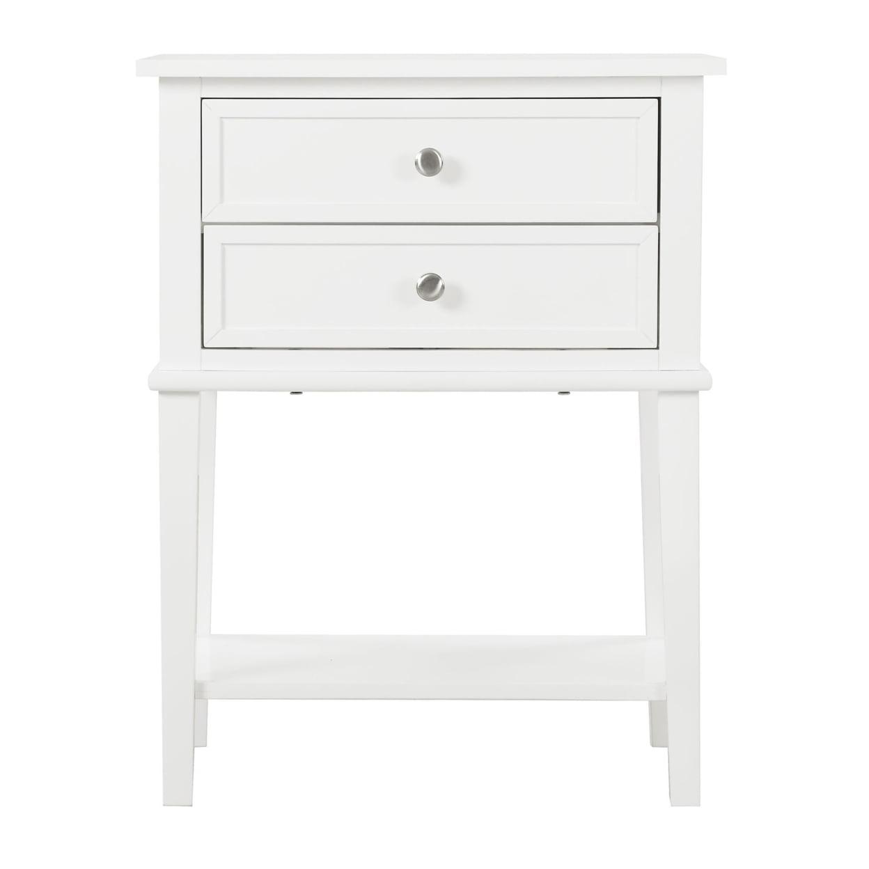 Newton Classic White 2-Drawer Nightstand in Solid & Manufactured Wood