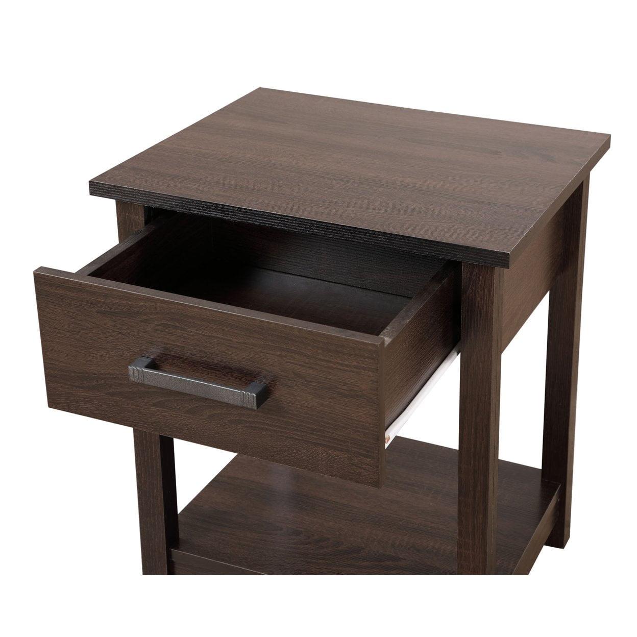 Salem Dark Brown 1-Drawer Nightstand with Open Shelf