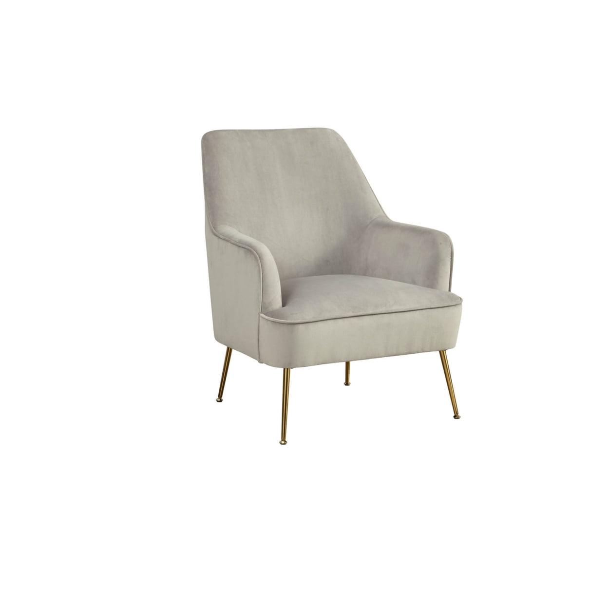 Rebecca Gray Velour Lounge Chair with Gold Legs