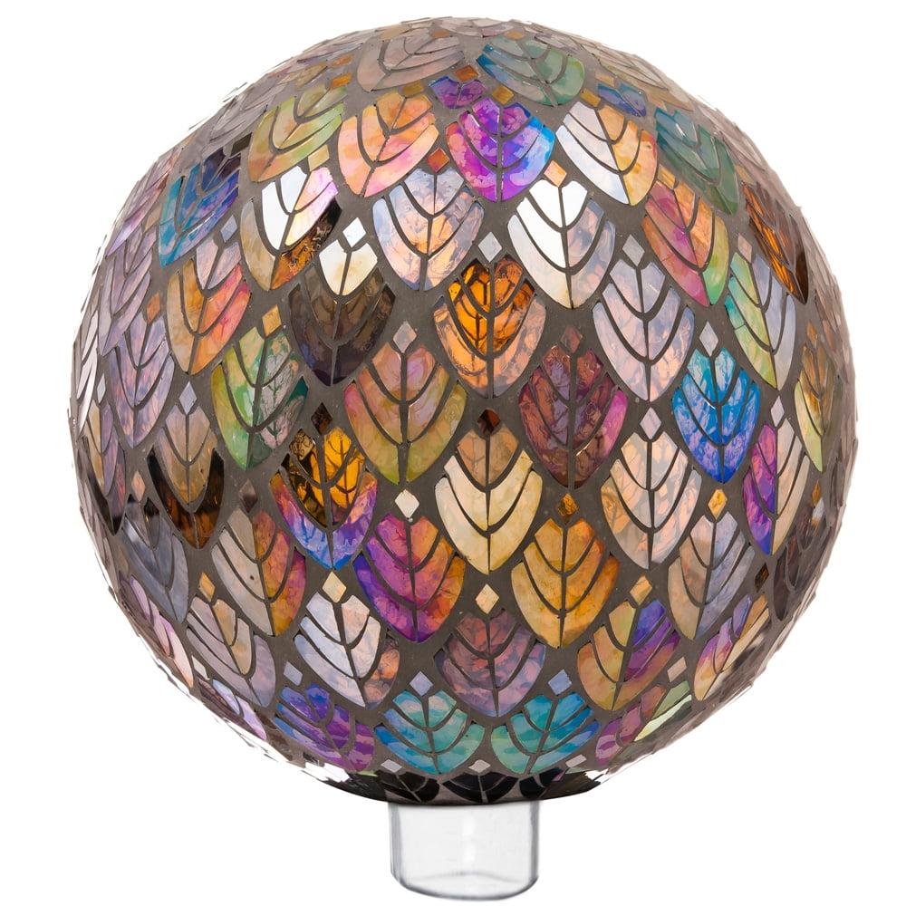 10" Purple and Amber Mosaic Glass Gazing Ball