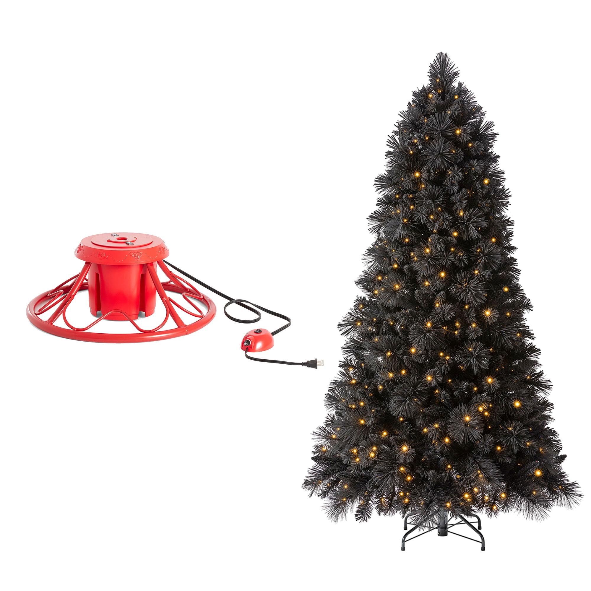 Home Heritage 1-1.75" Artificial Christmas Tree Base Rotating Metal Stand with Snowdrift 6.5 Ft Pre-Lit Artificial Christmas Holiday Tree