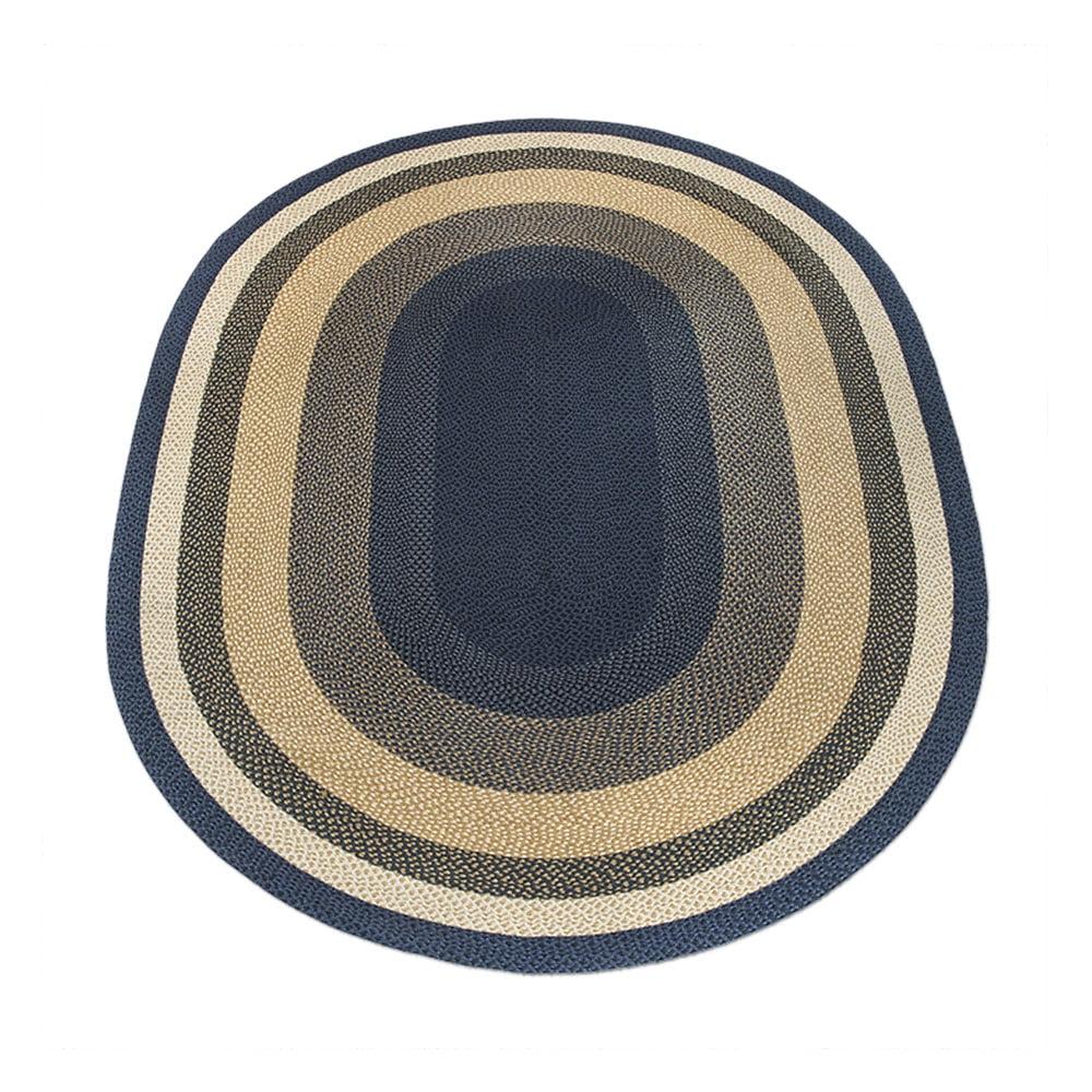 Earth Rugs Light Blue/Dark Blue/Mustard Braided Area Rug
