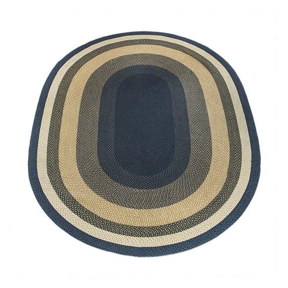 Earth Rugs Light Blue/Dark Blue/Mustard Braided Area Rug