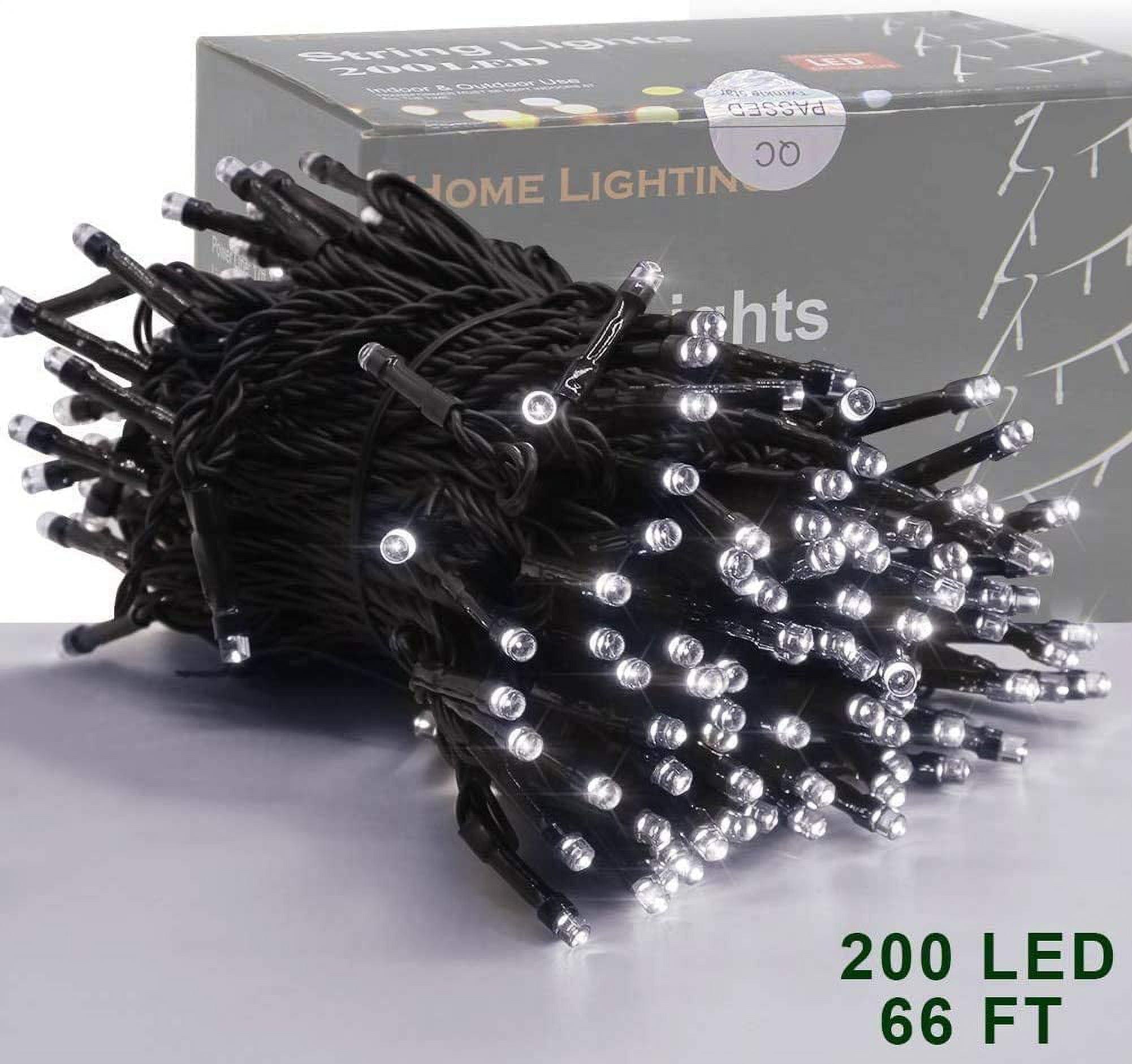 Home Lighting 66ft Christmas Decorative Mini Lights, 200 LED Green Wire Fairy Starry String Lights Plug in, 8 Lighting Modes, for Indoor Outdoor Xmas Tree Wedding Party Decoration (White)
