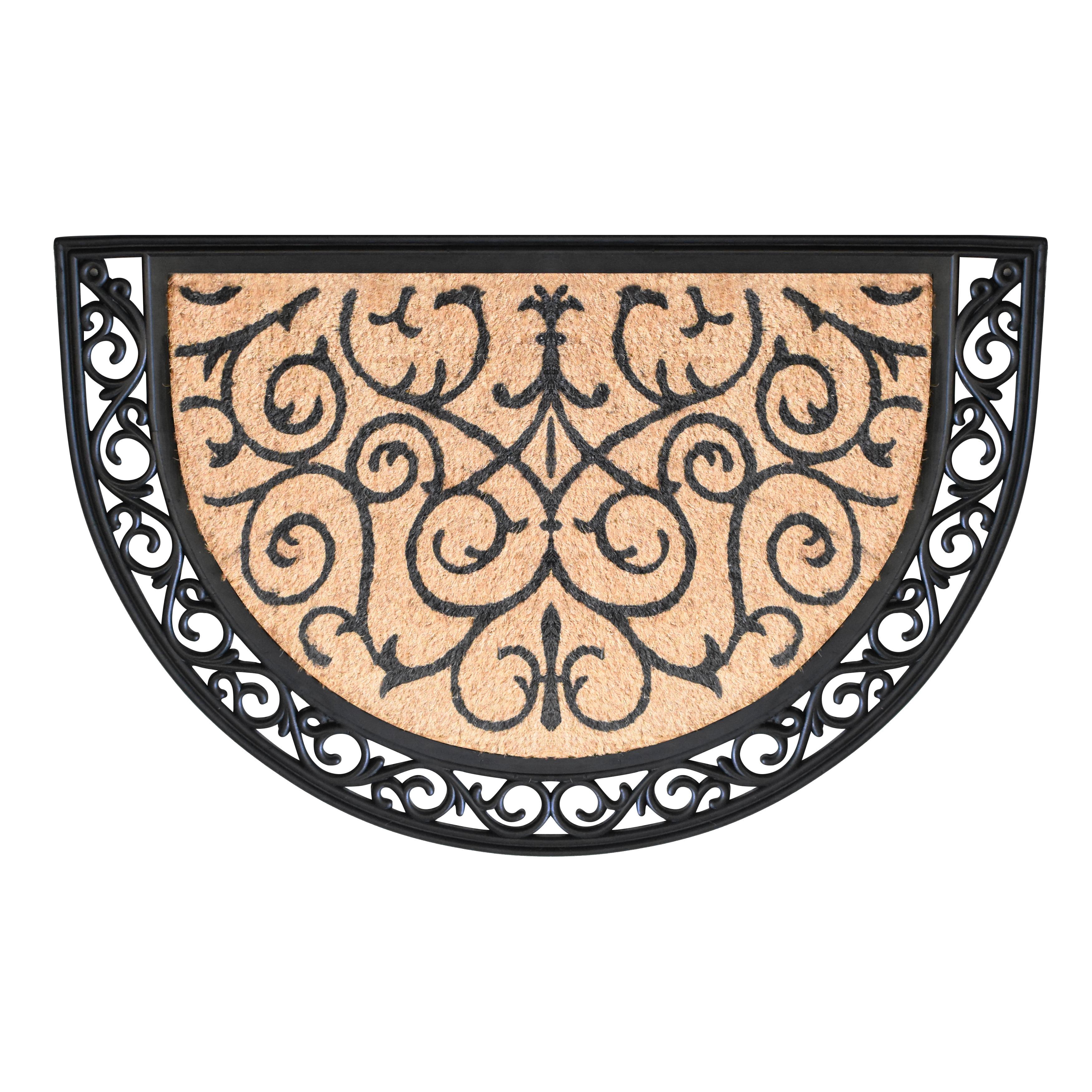 Elegant Coir and Rubber Half-Round Outdoor Doormat