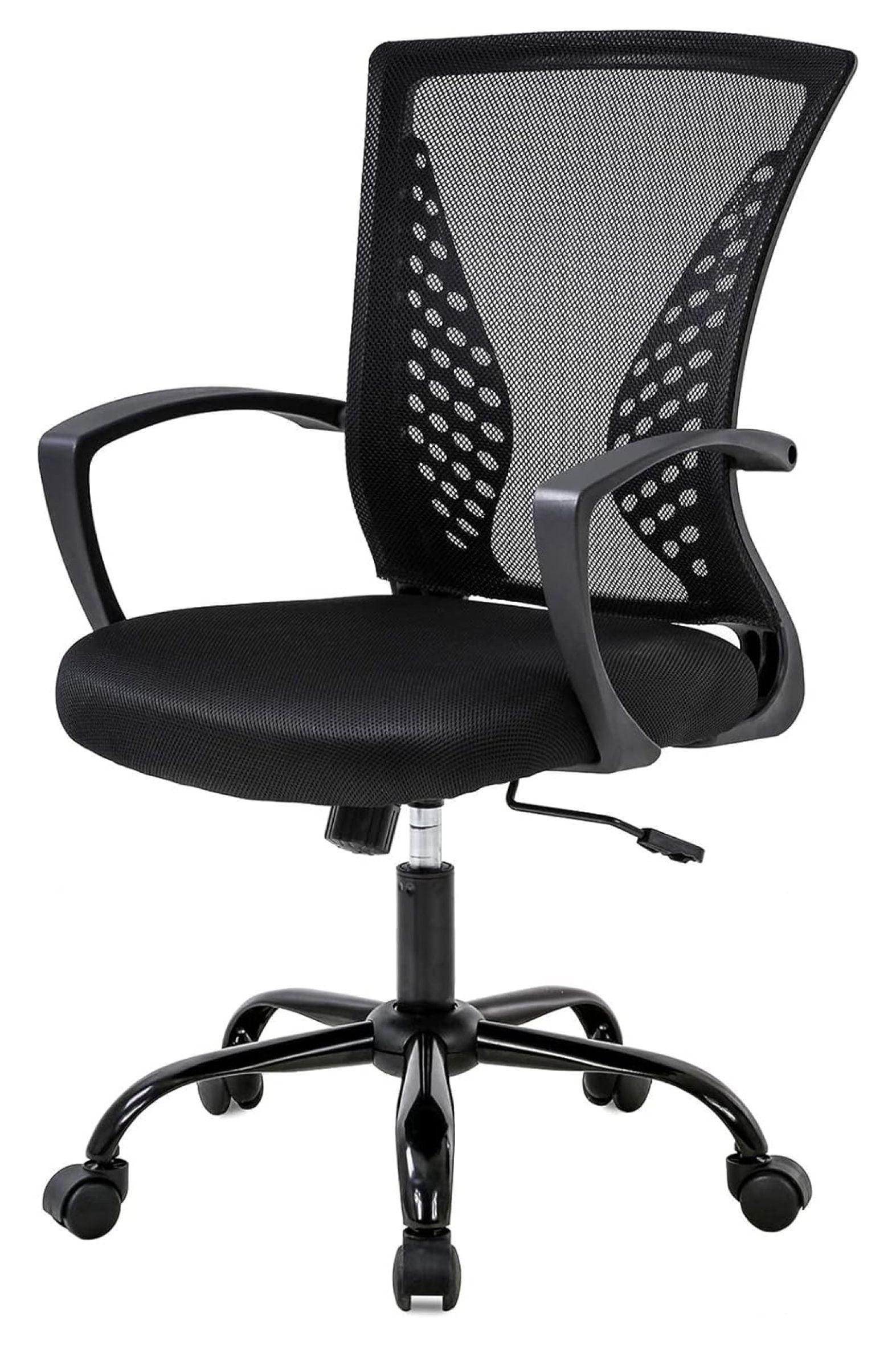 Black Mesh Swivel Task Office Chair with Arms