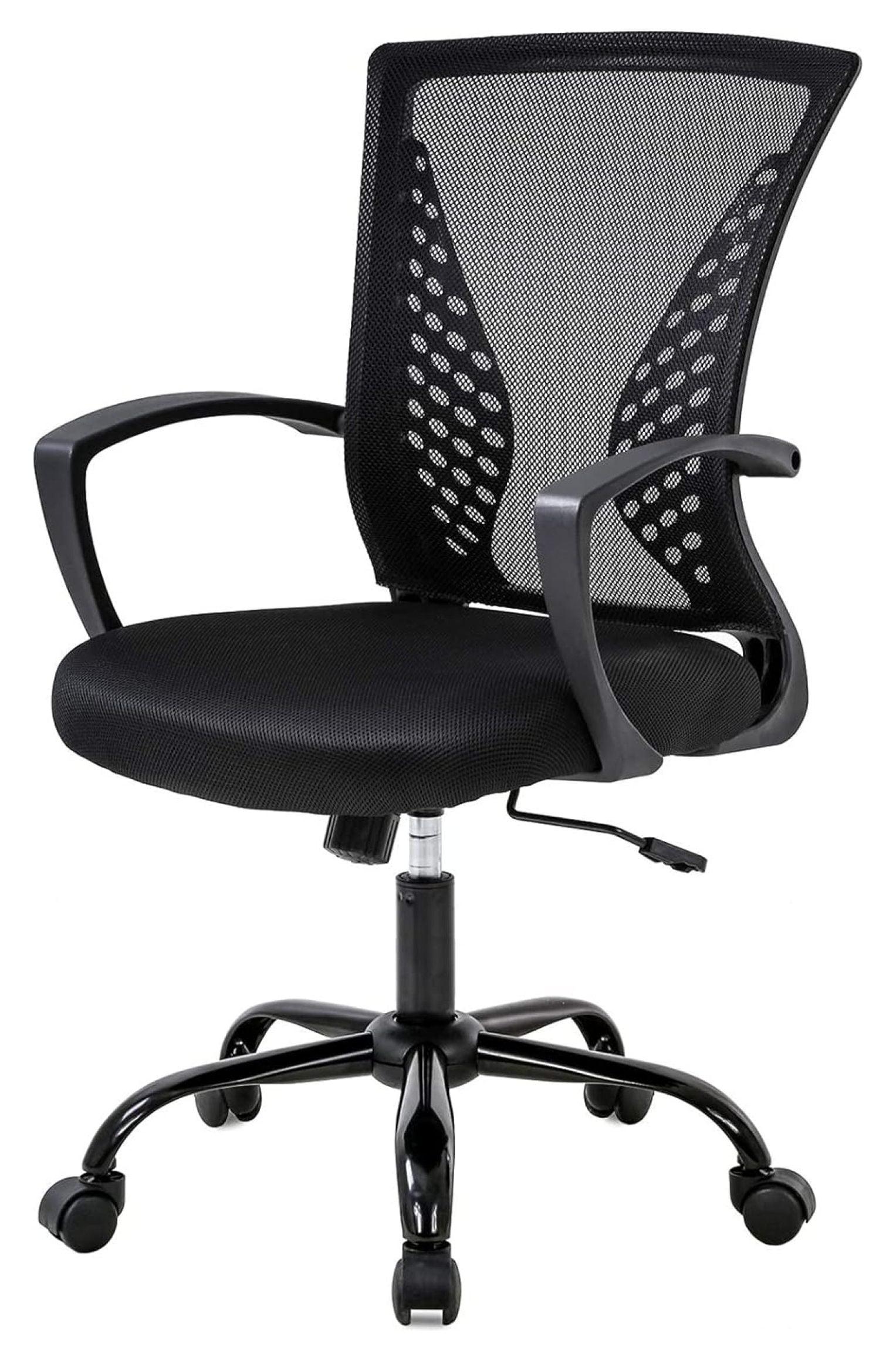 Black Mesh Swivel Task Office Chair with Arms