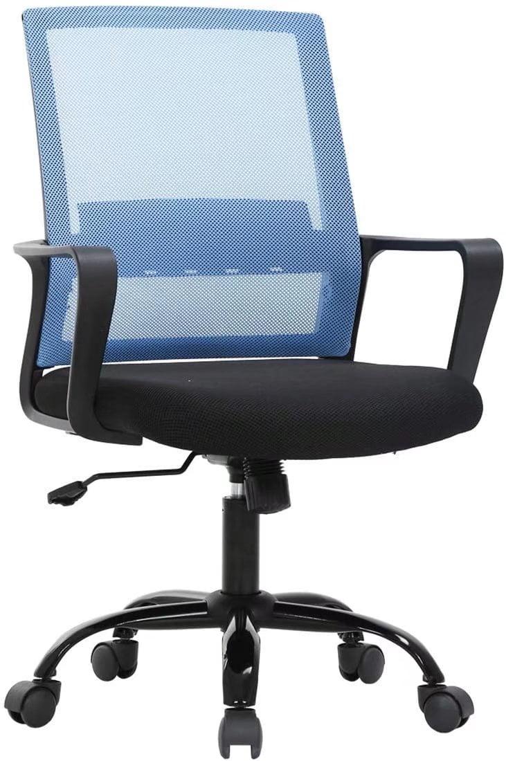 FDW Home Office Chair Mid-Back Mesh Computer Chair Lumbar Support Comfortable Executive Adjustable Chair with Armrests