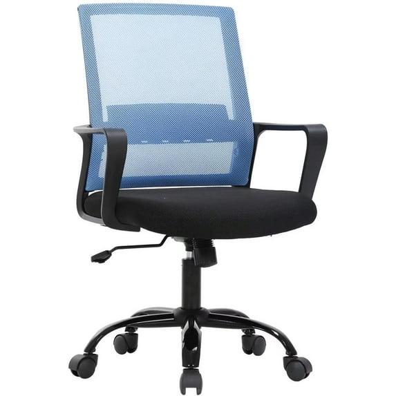 FDW Home Office Chair Mid-Back Mesh Computer Chair Lumbar Support Comfortable Executive Adjustable Chair with Armrests,Blue