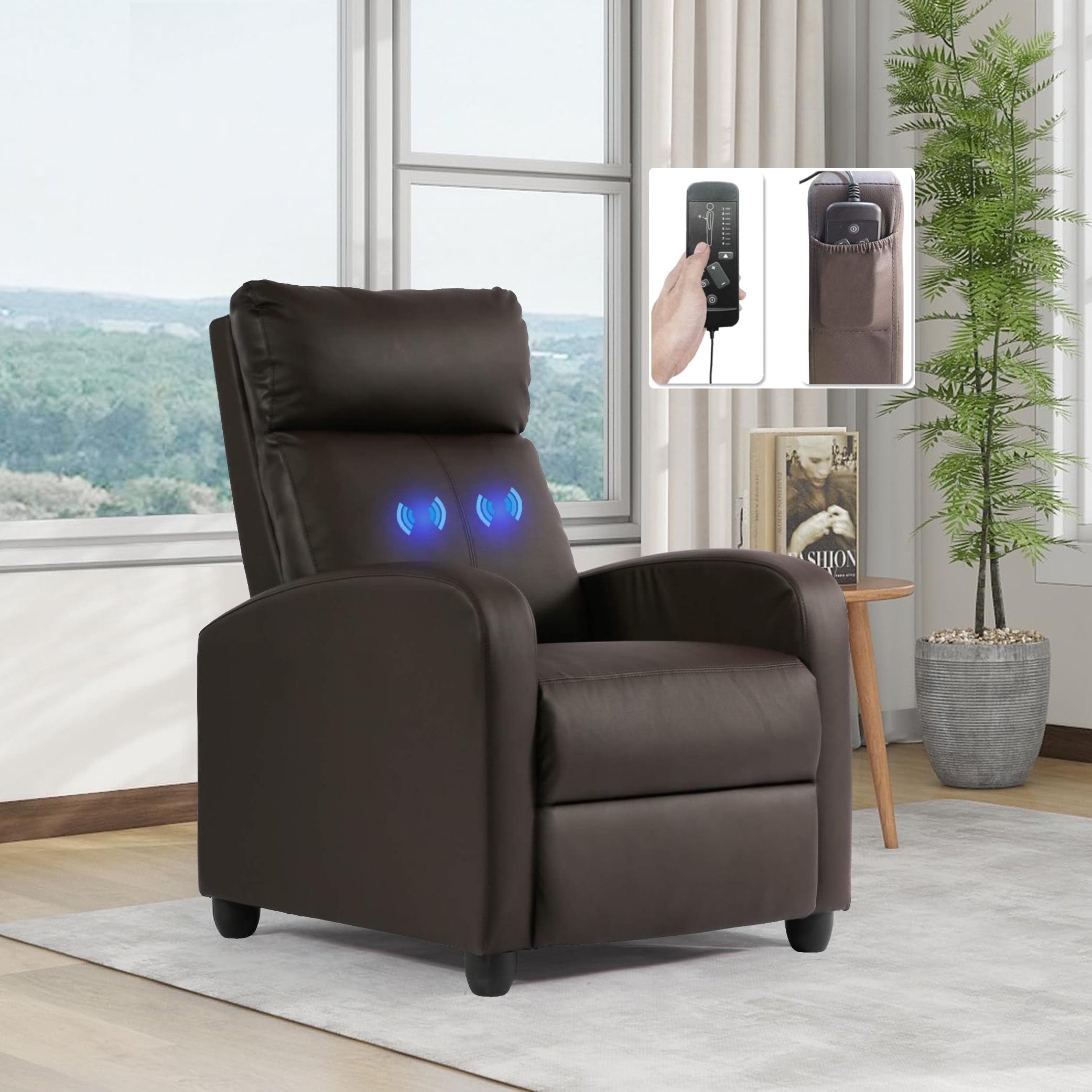 FDW Recliner Chair for Living Room Massage Recliner Sofa Reading Chair Winback Single Sofa Home Theater Seating Modern Reclining Chair, Brown
