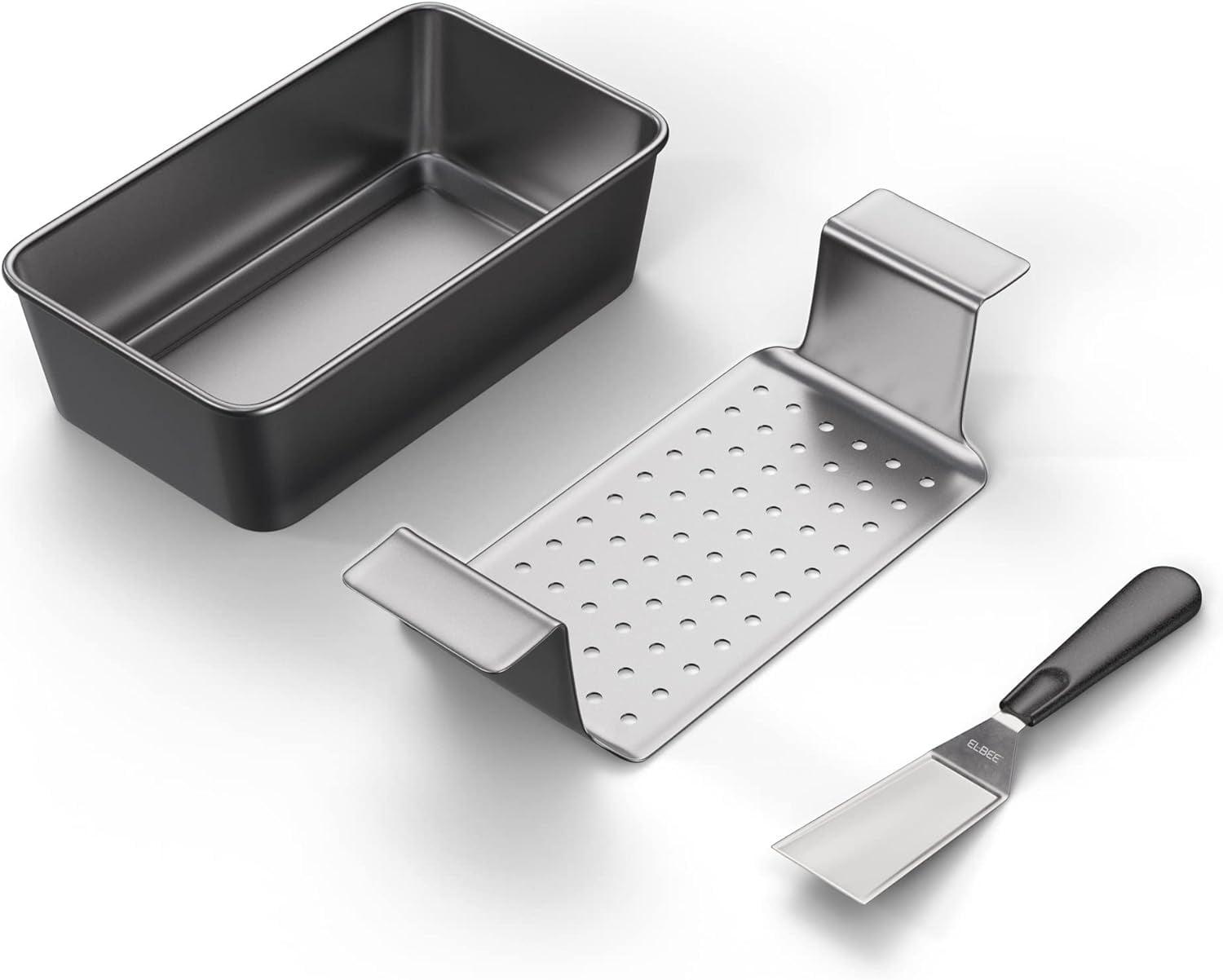 Elbee Non-Stick Carbon Steel Meatloaf Pan with Perforated Tray