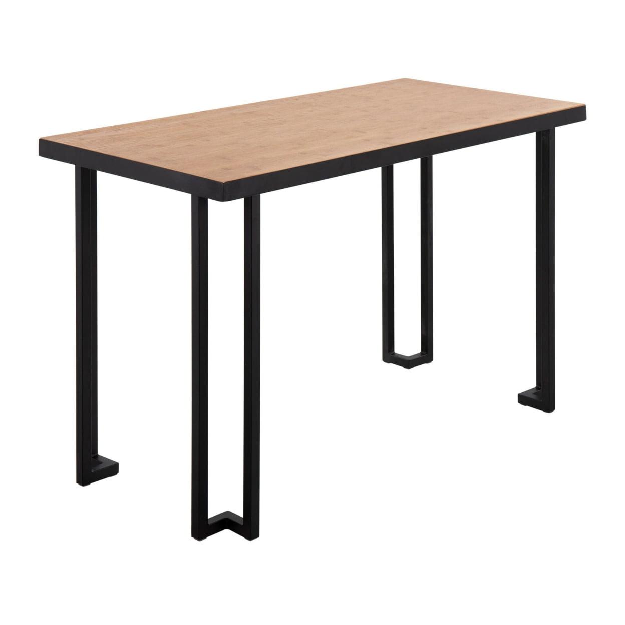 Roman Black Steel and Natural Wood Office Desk