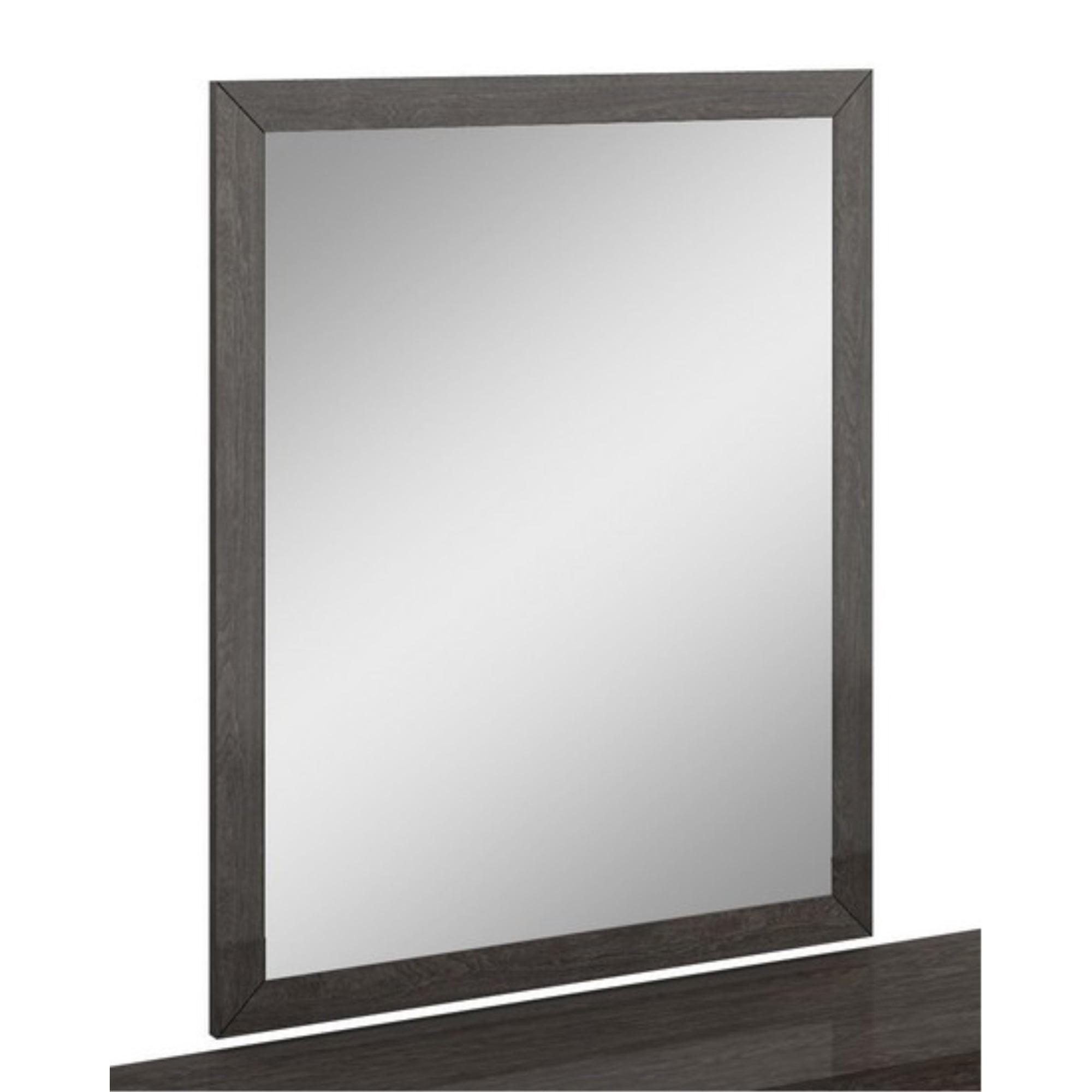 Elegant 43" Rectangular High Gloss Grey Wooden Mirror