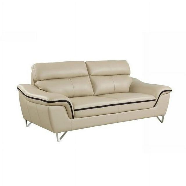 Home Roots Charming Leather Sofa, Beige - 36 in.
