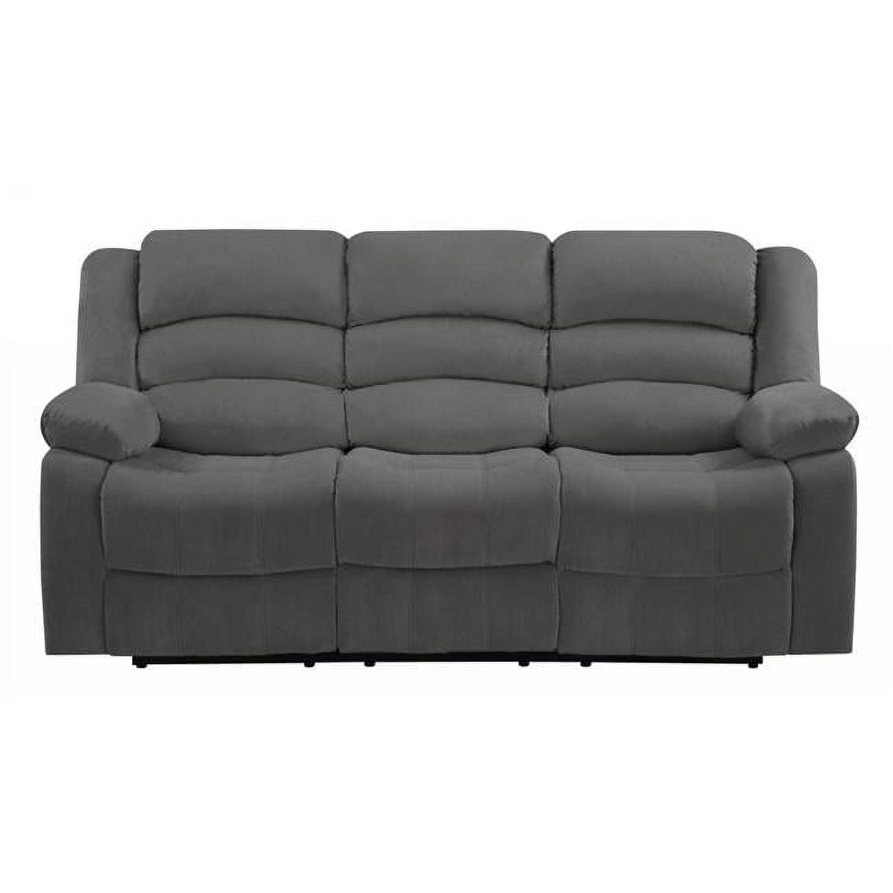 Brown Microfiber 81" Reclining Sofa with Steel Base