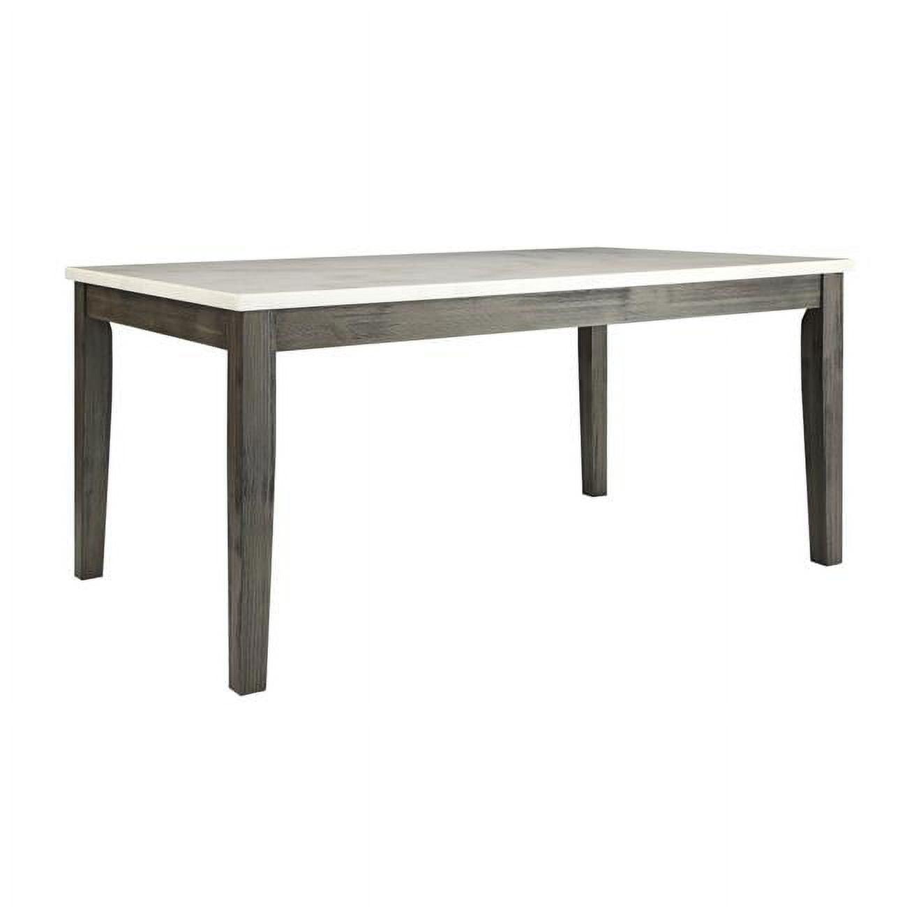 Elegant 64" White Marble Top & Gray Oak Base Dining Table