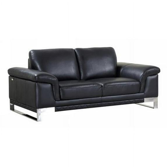 Home Roots Lovely Leather Loveseat, Black - 32 in.