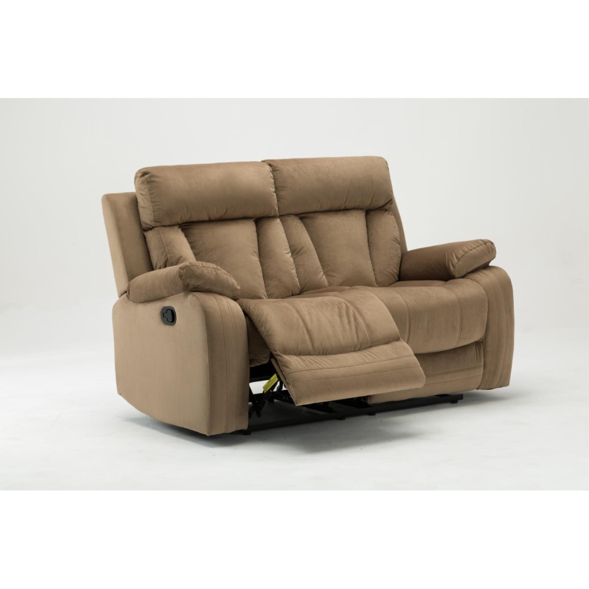 Comfy Beige Microfiber Recliner Loveseat with Steel Base - 63 in.