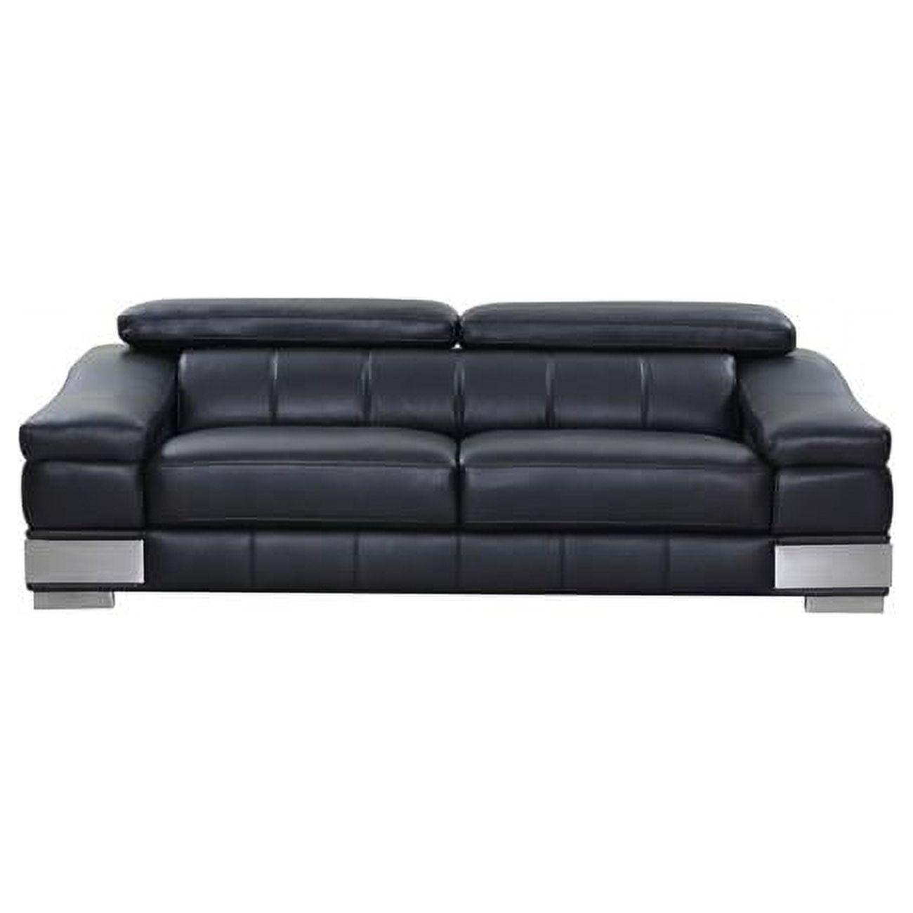 Home Roots  Modern Leather Sofa, Black - 31-39 in.