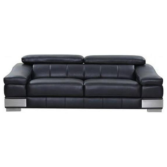 Home Roots Modern Leather Sofa, Black - 31-39 in.