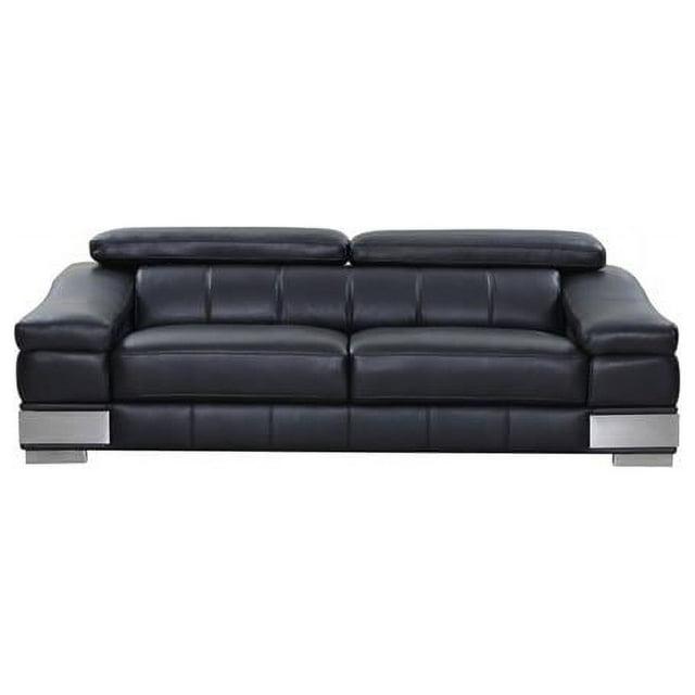 Home Roots Modern Leather Sofa, Black - 31-39 in.