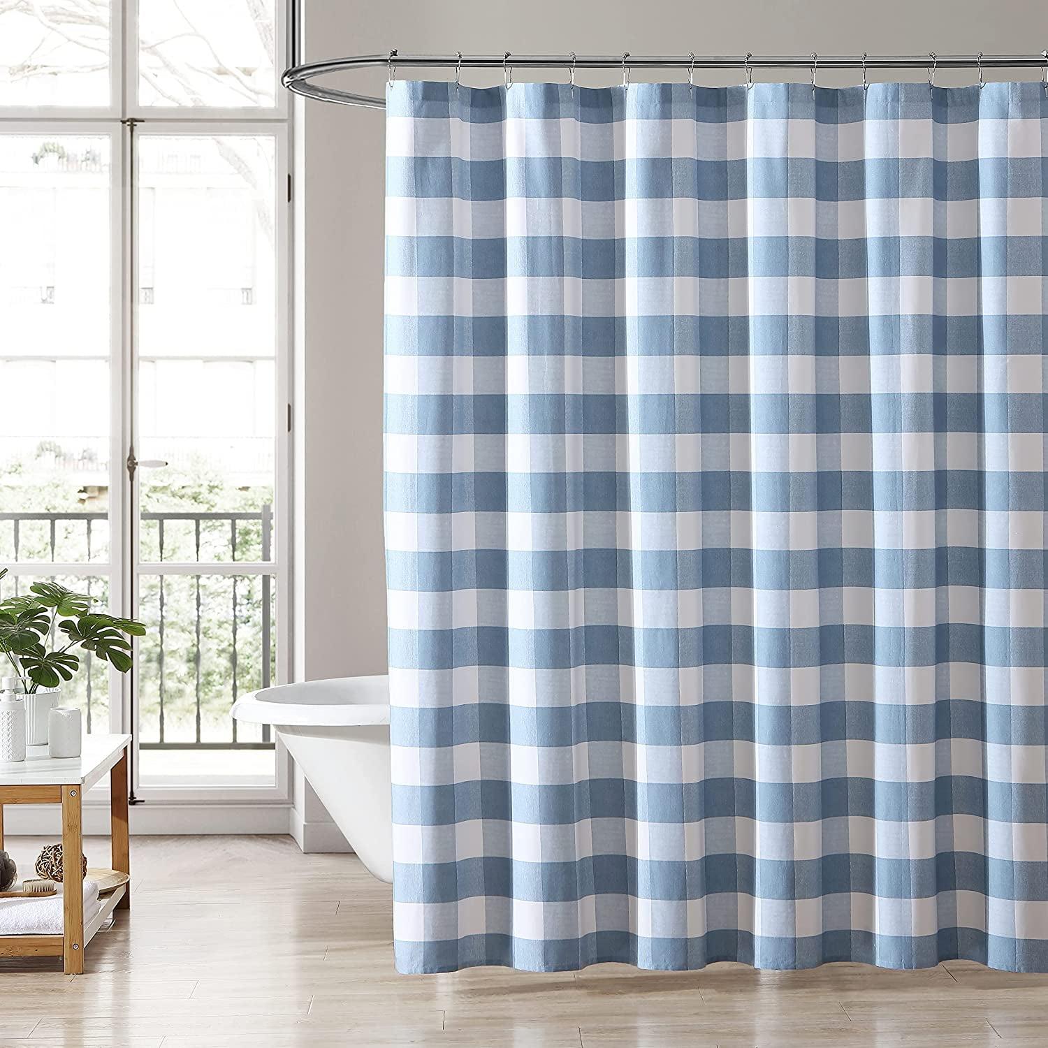 Cynthia Blue and White Cotton Gingham Shower Curtain