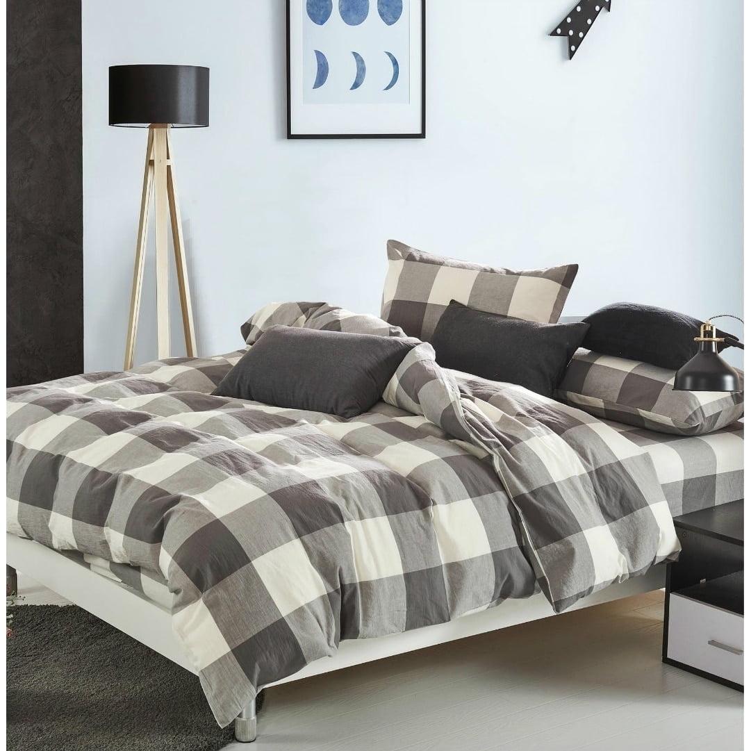 Home Soft Things Gingham Flannel Plaid Duvet Cover Set