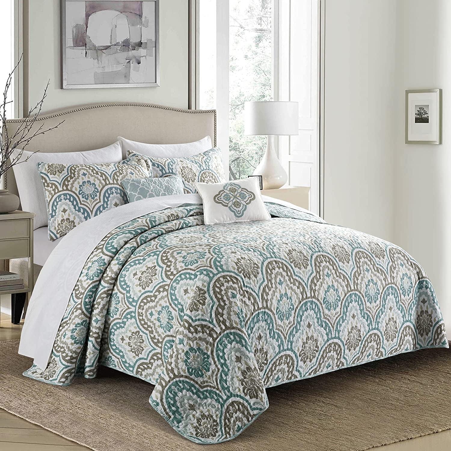 Tivoli Modern & Contemporary Damask Quilt Set