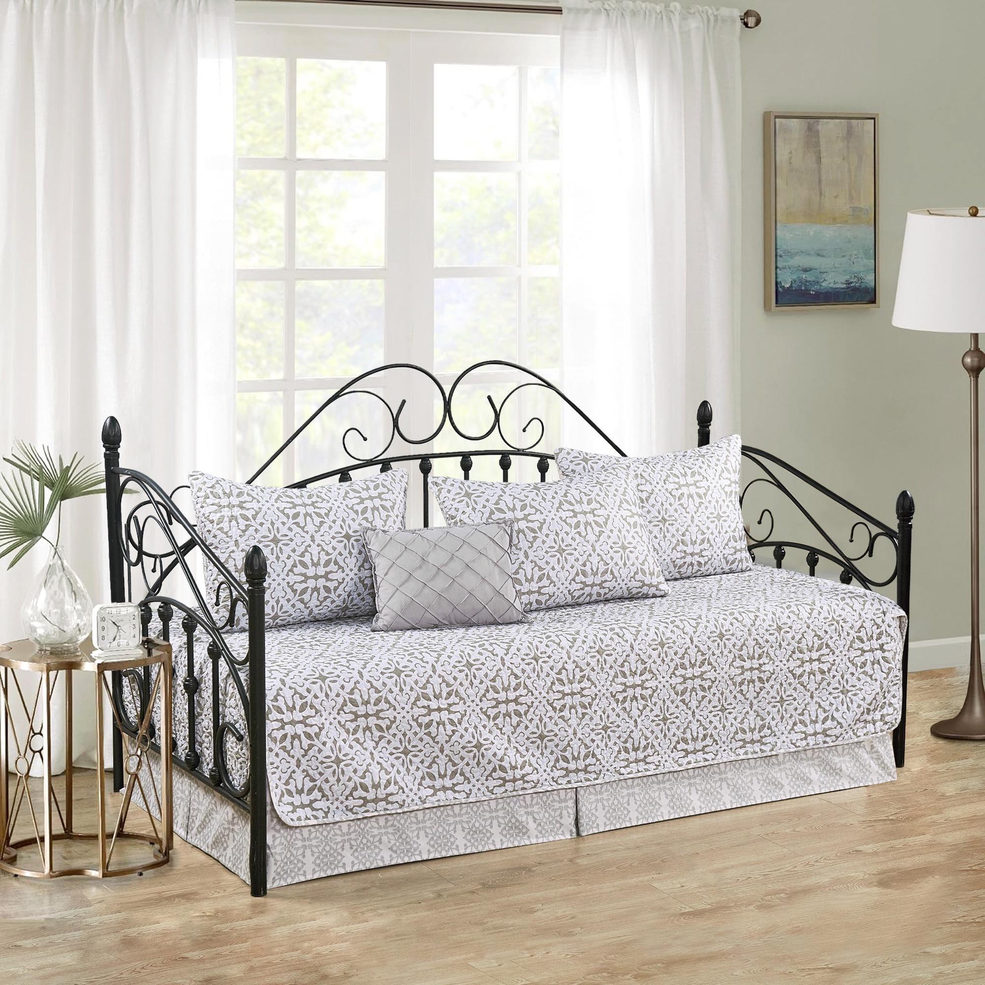 Bellamy Gray Microfiber Reversible Daybed Quilt Set