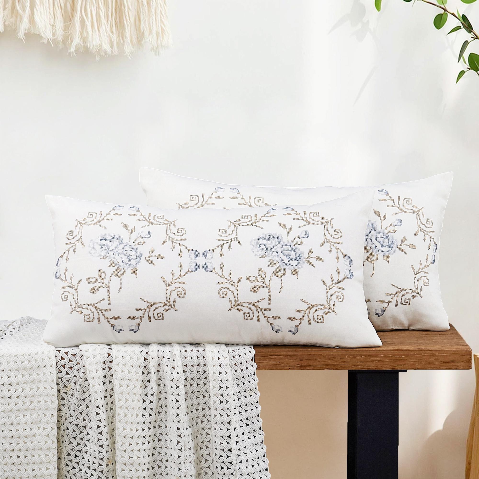 Home Soft Things Rose Embroidered Pillow Cover (Set of 2)